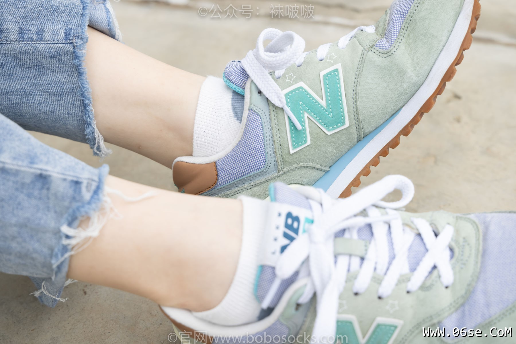 图片[37]-BoBoSocks袜啵啵 No.020 熊熊-NB运动鞋、蓝色短棉袜、裸足[150P]-六色网