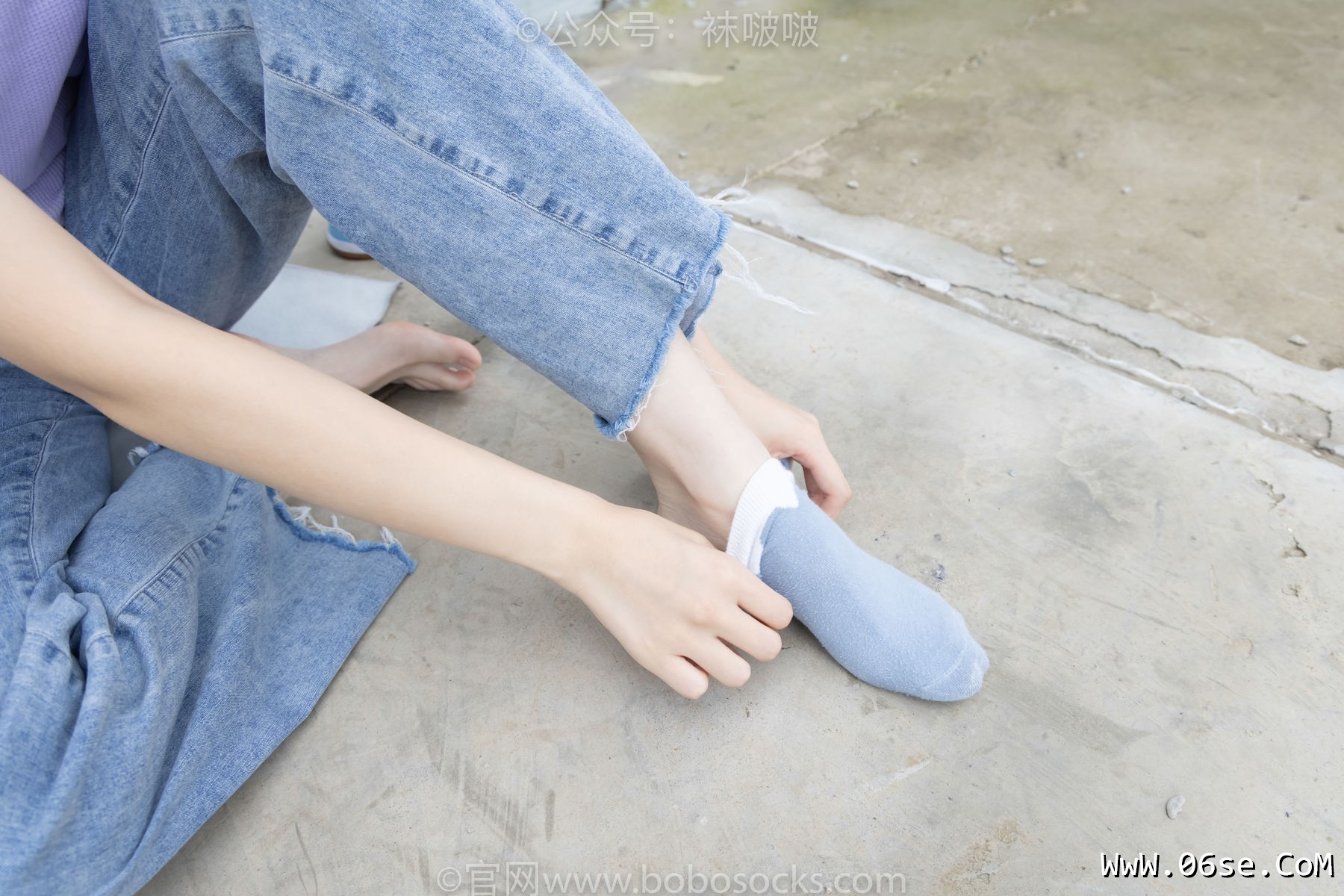 图片[110]-BoBoSocks袜啵啵 No.020 熊熊-NB运动鞋、蓝色短棉袜、裸足[150P]-六色网