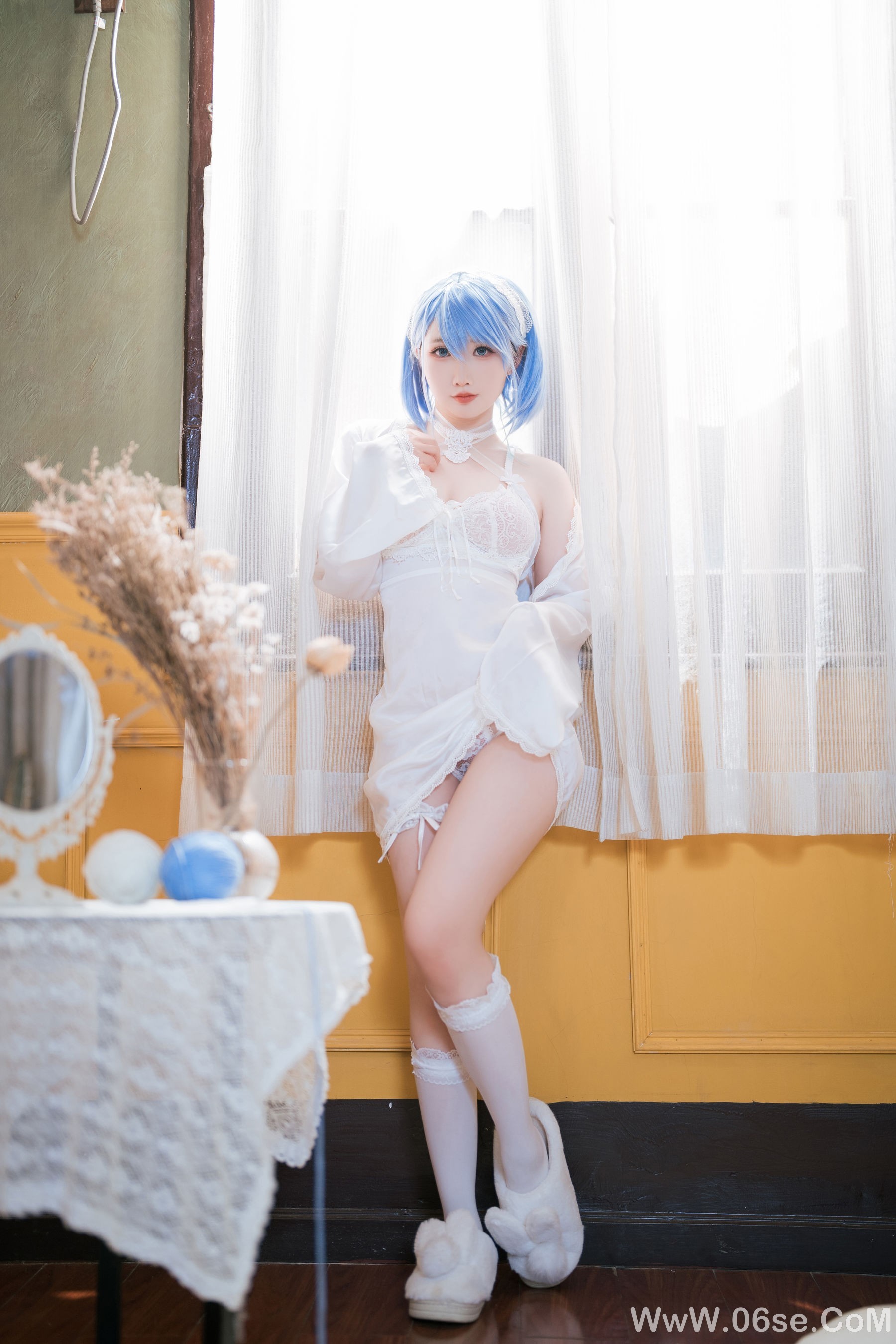 图片[19]-可爱人气Coser 面饼仙儿 – 碧蓝航线 恰巴耶夫睡衣[43P]-六色网