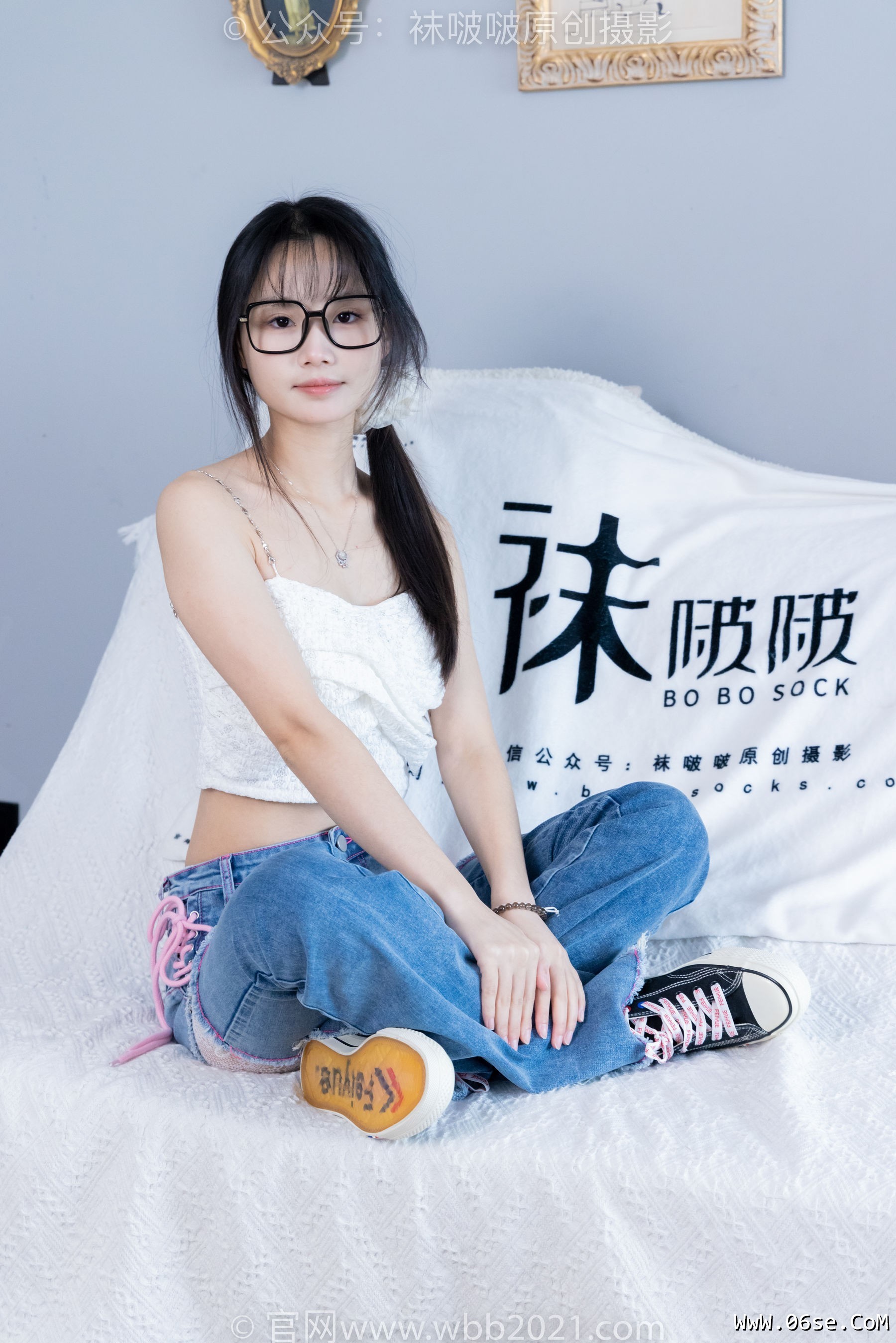 图片[56]-BoBoSocks袜啵啵 No.372 甜甜圈 -板鞋、白色蕾丝袜、可拆卸牛仔裤、裤里丝[140P]-六色网