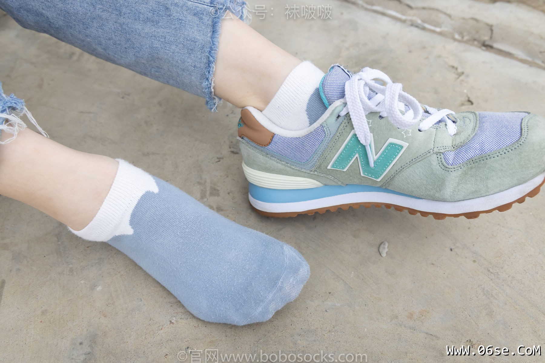 图片[58]-BoBoSocks袜啵啵 No.020 熊熊-NB运动鞋、蓝色短棉袜、裸足[150P]-六色网