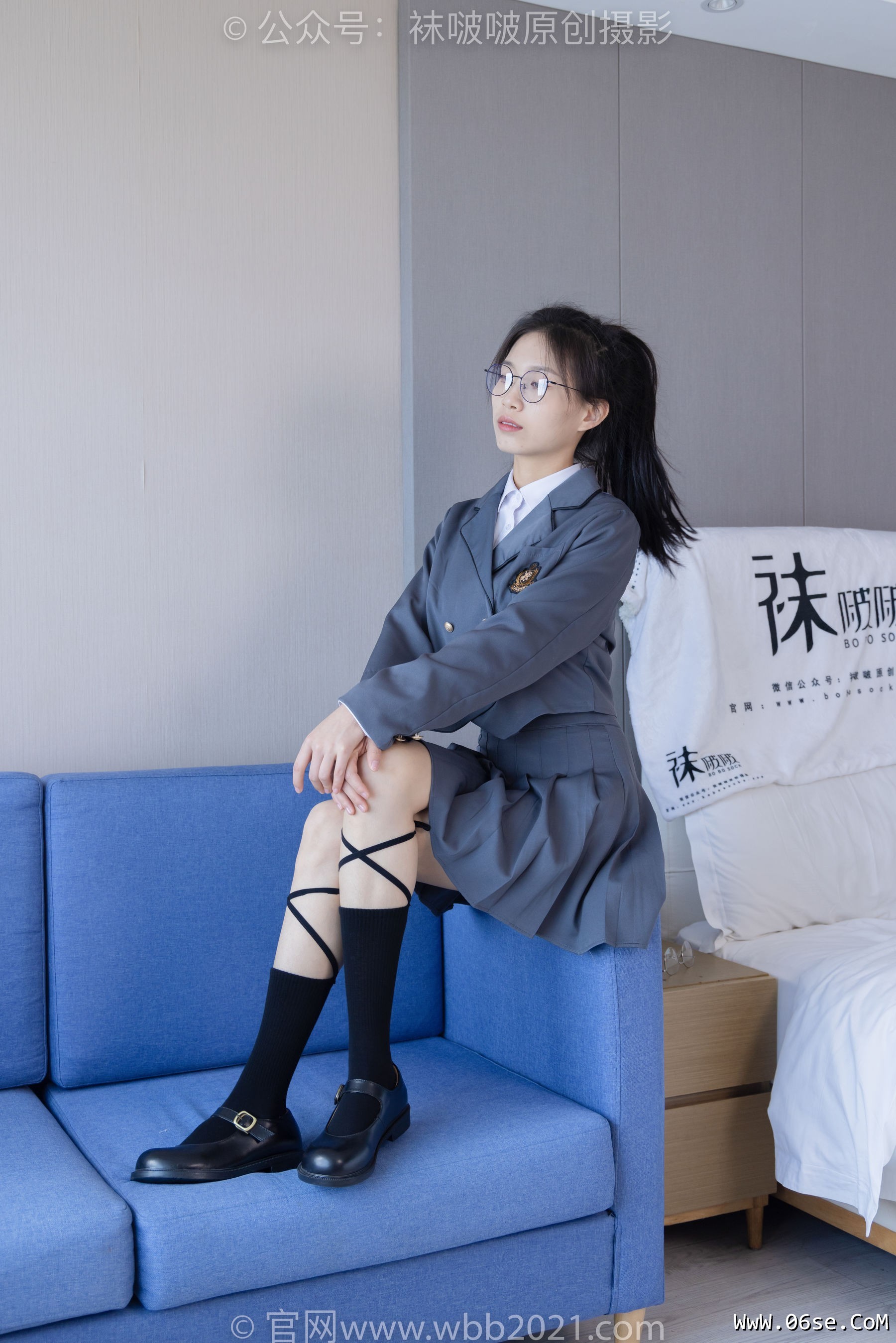 图片[57]-BoBoSocks袜啵啵 No.268 芝士 -黑皮鞋、绑带黑棉袜、学院制服[139P]-六色网