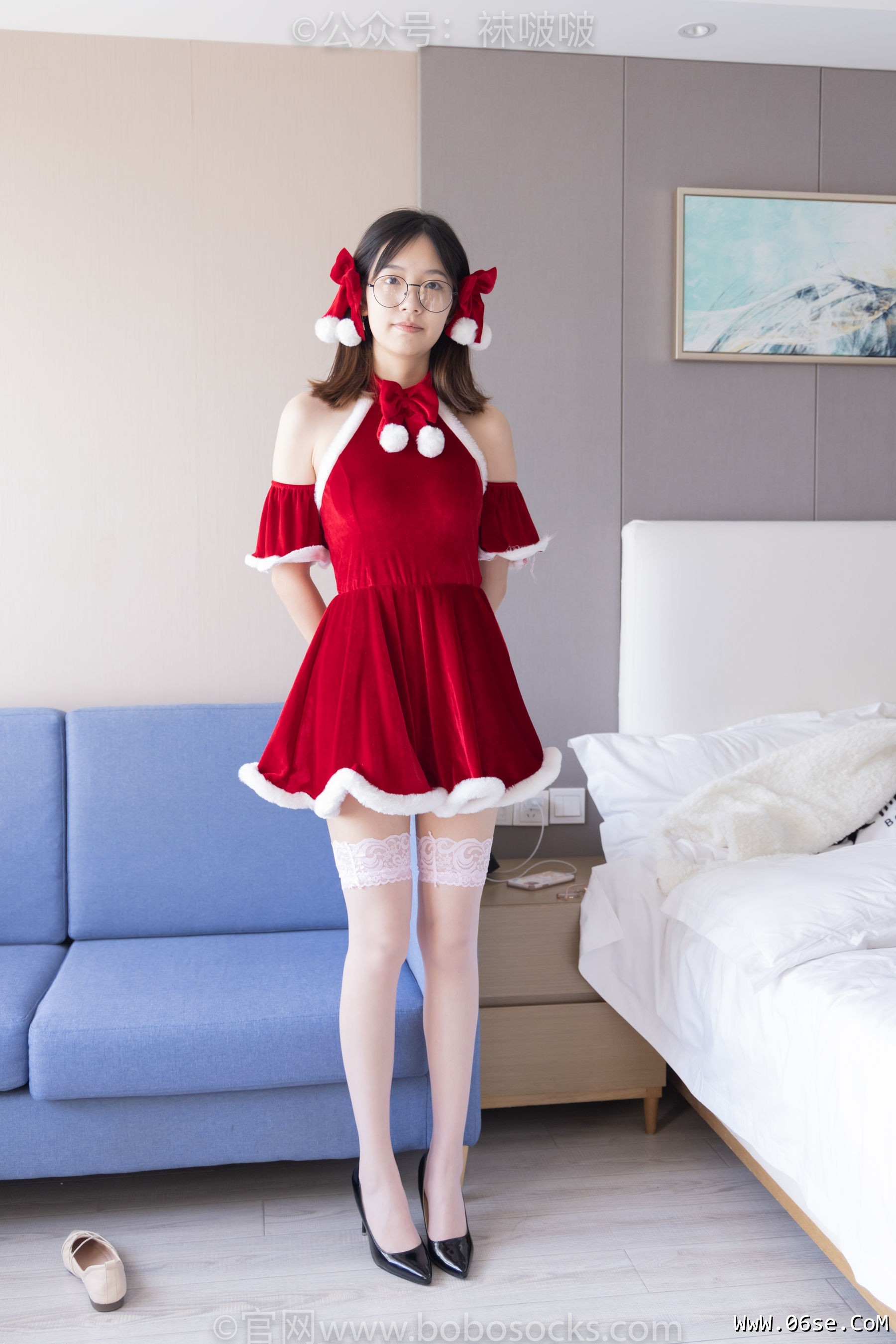 图片[59]-BoBoSocks袜啵啵 No.043 小甜豆-圣诞服、平底鞋、高跟鞋、白色渔网袜[164P]-六色网