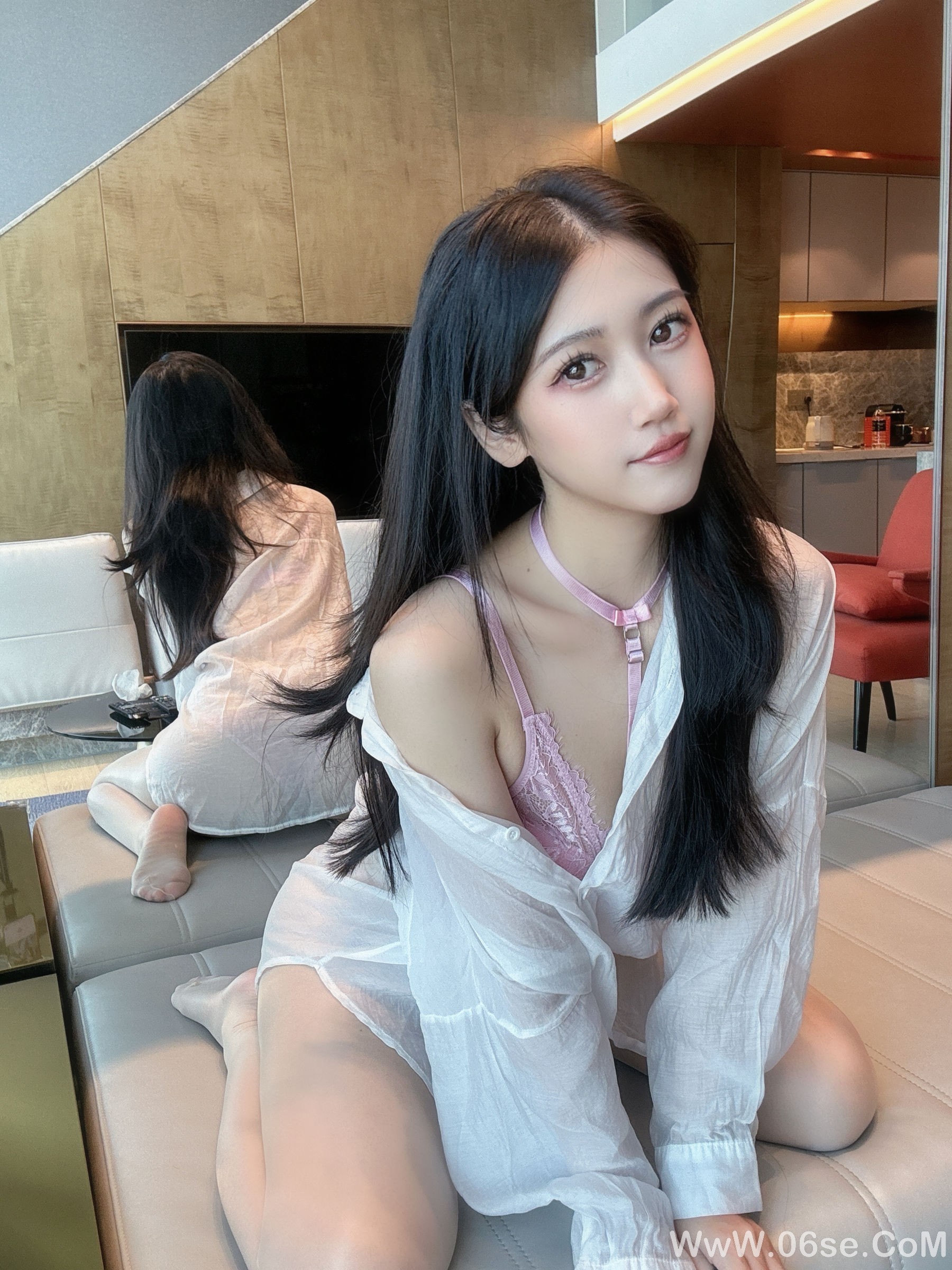 图片[46]-微博人气Coser不呆猫 – 粉色衬衣女友[66P]-六色网