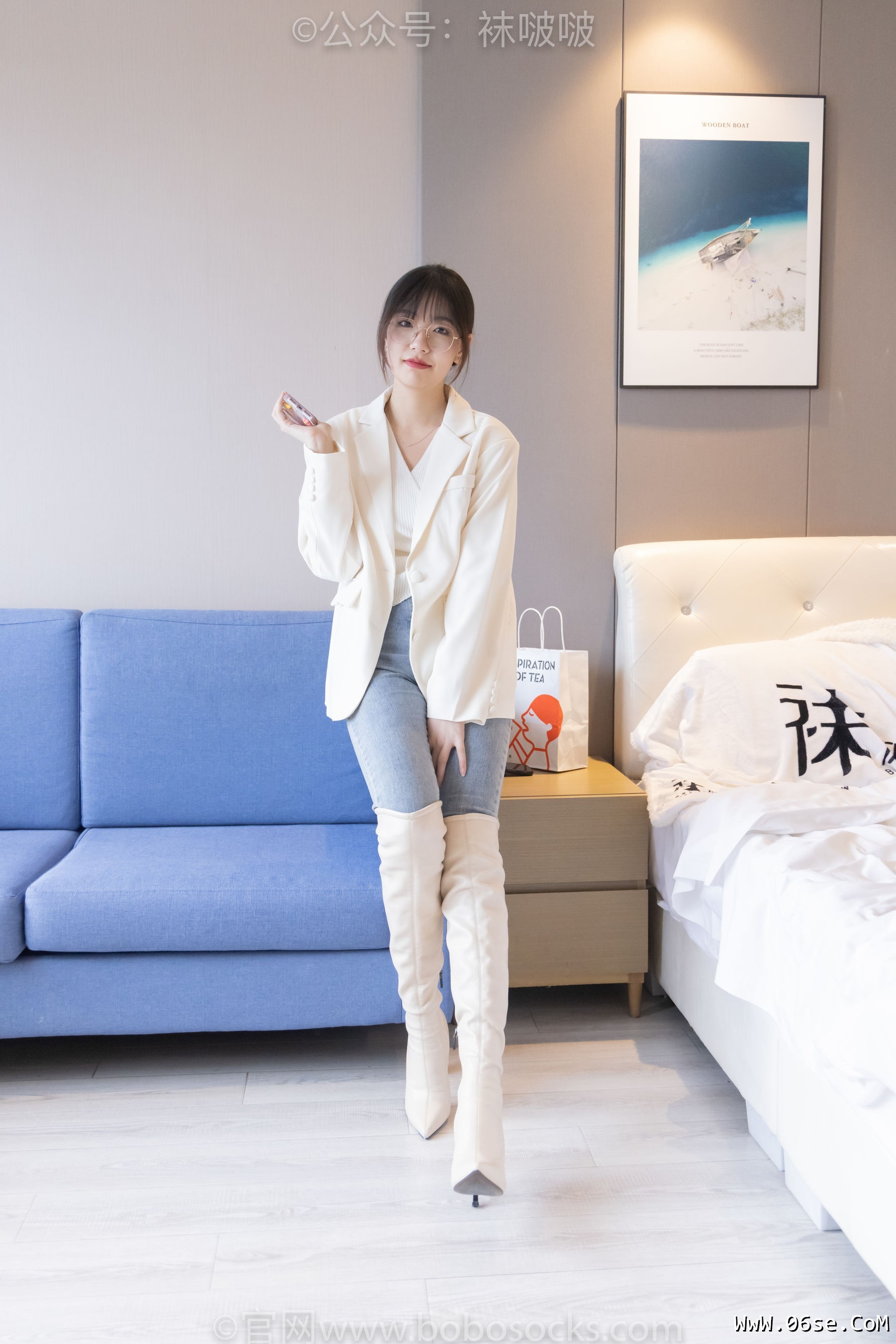 BoBoSocks袜啵啵 No.050 小甜豆-高跟长靴、白棉袜[175P]-六色网