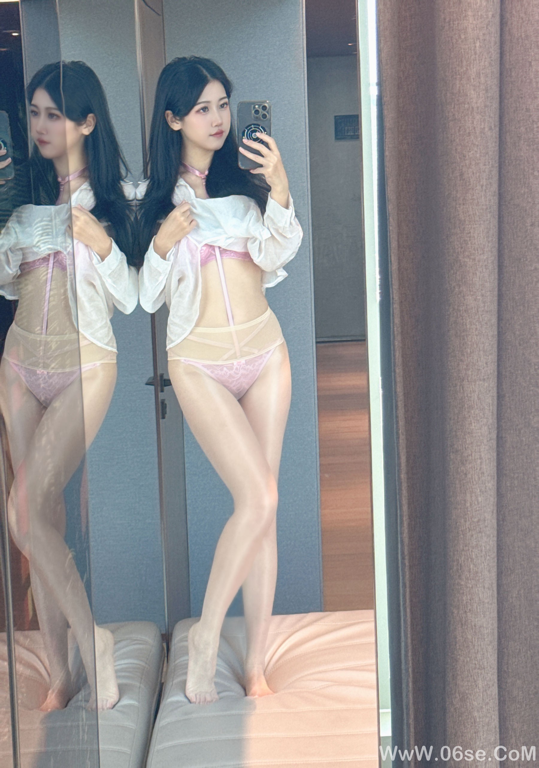 图片[56]-微博人气Coser不呆猫 – 粉色衬衣女友[66P]-六色网
