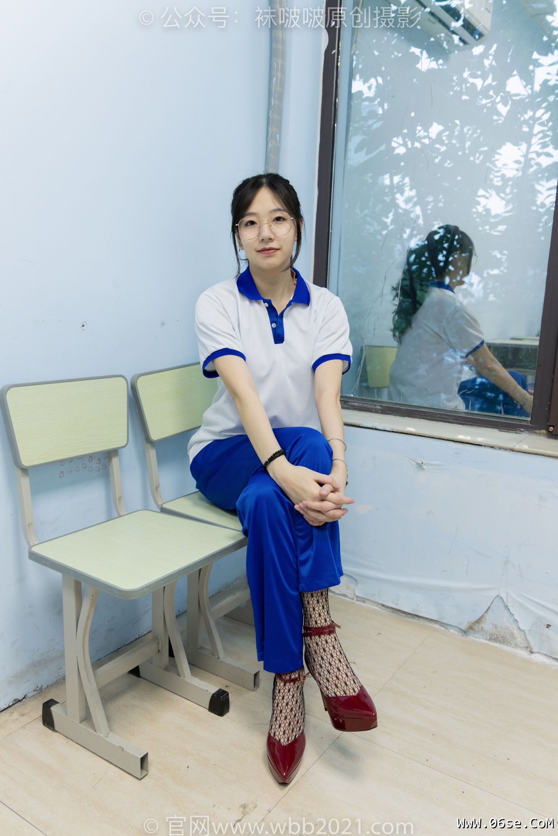 图片[109]-BoBoSocks袜啵啵 No.375 小甜豆 -高跟鞋、黑色蕾丝网袜、校服裤里丝[160P]-六色网
