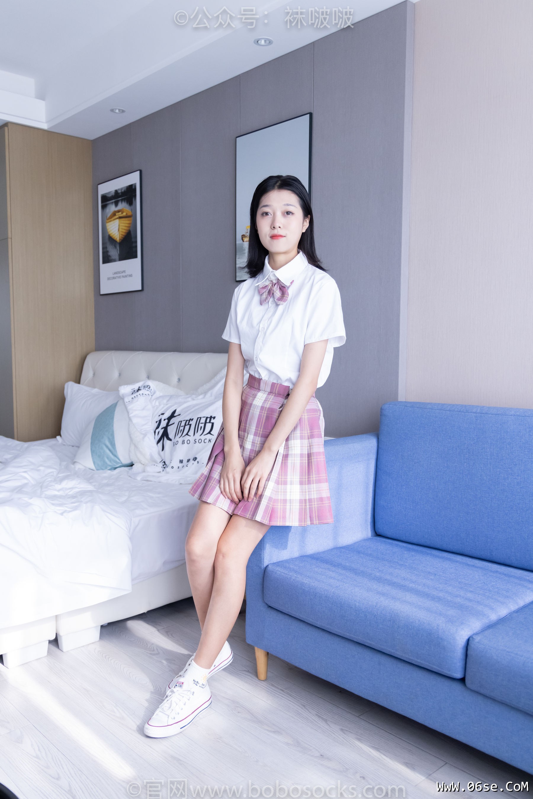 BoBoSocks袜啵啵 No.052 瑶瑶-JK制服、帆布鞋、白棉袜、裸足[133P]-六色网