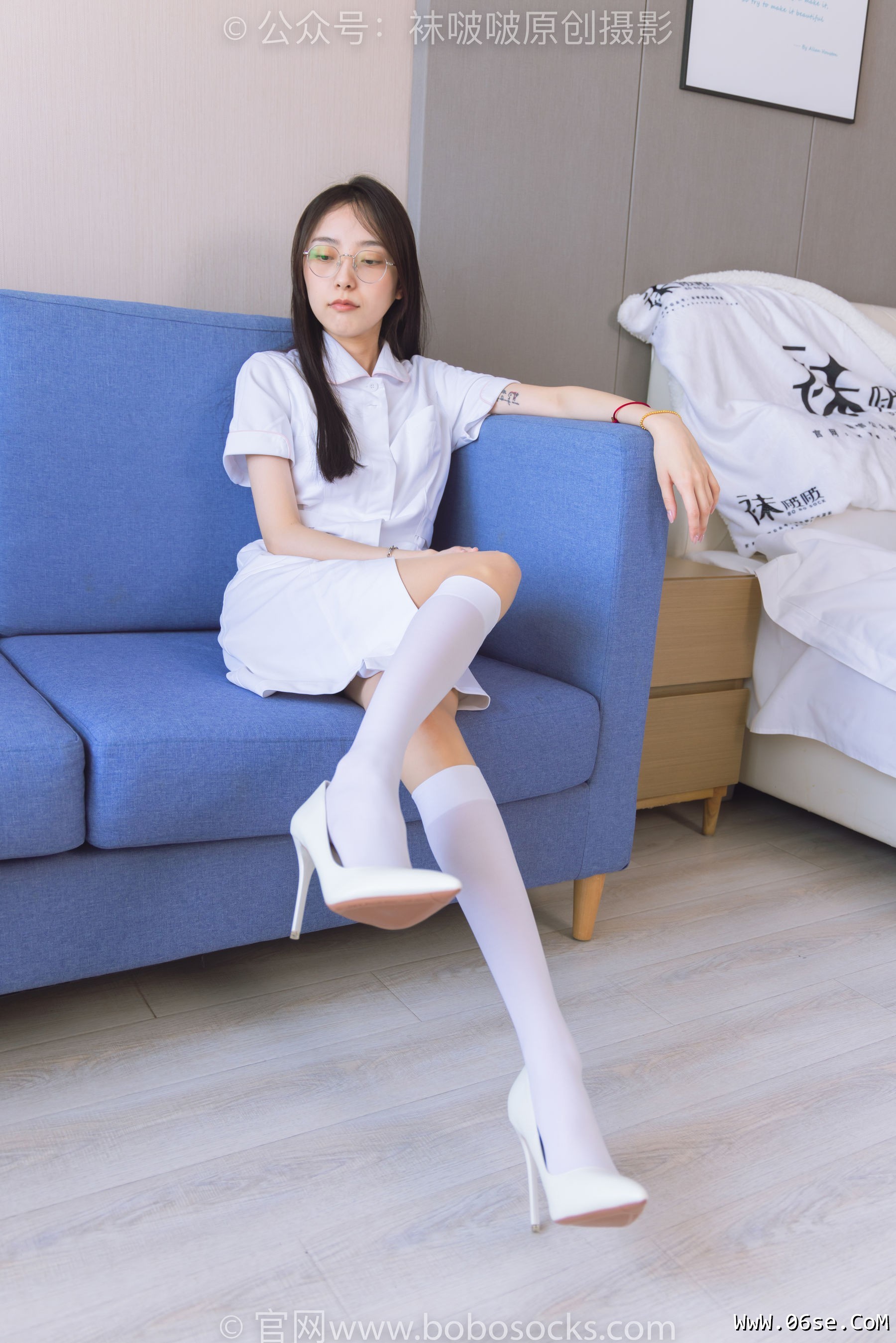 图片[57]-BoBoSocks袜啵啵 No.196 稚予-高跟鞋、白丝小腿袜、肉丝、护士装[139P]-六色网