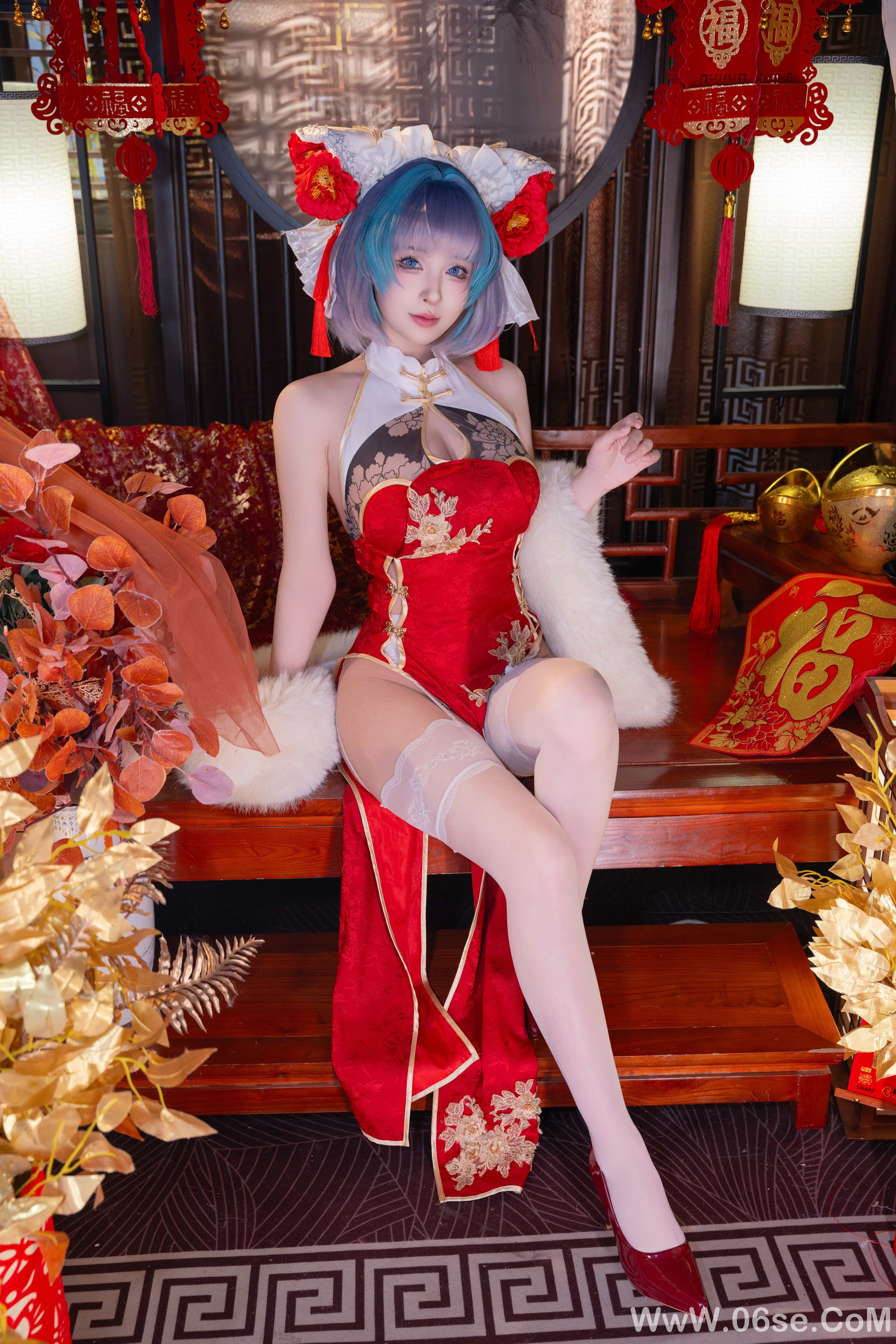 图片[63]-清水由乃 – 碧蓝航线 柴郡 新春旗袍[71P]-六色网
