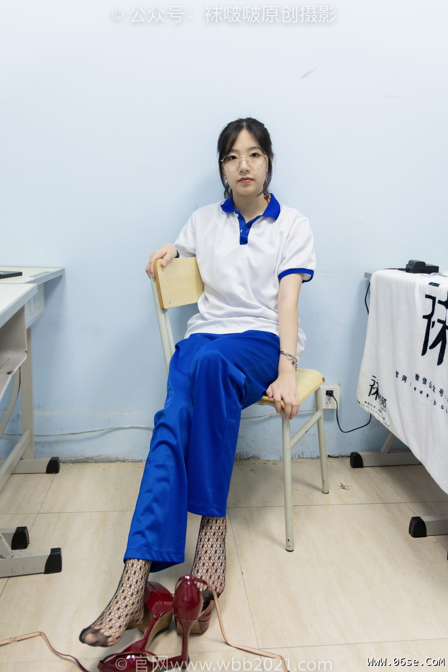 图片[8]-BoBoSocks袜啵啵 No.375 小甜豆 -高跟鞋、黑色蕾丝网袜、校服裤里丝[160P]-六色网