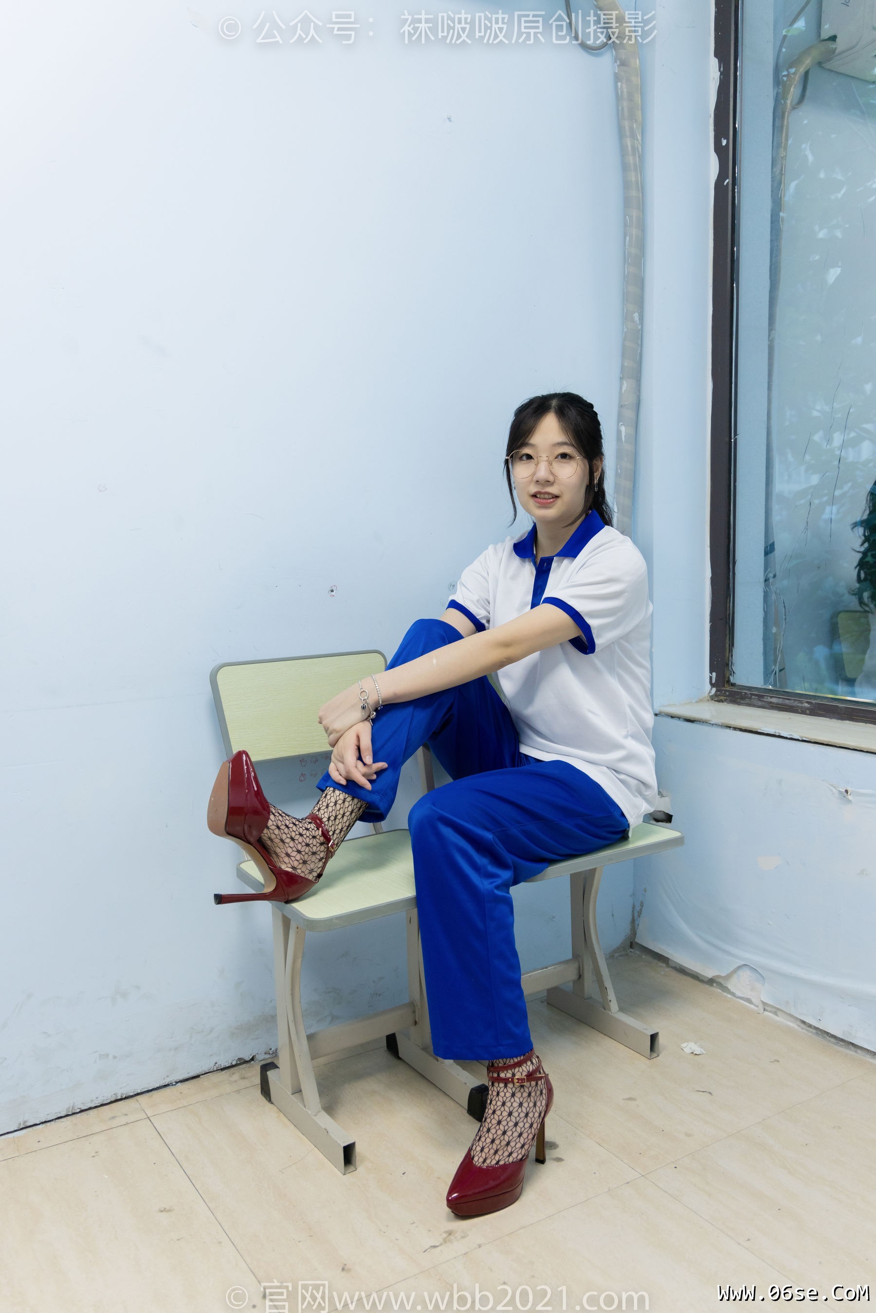 图片[97]-BoBoSocks袜啵啵 No.375 小甜豆 -高跟鞋、黑色蕾丝网袜、校服裤里丝[160P]-六色网