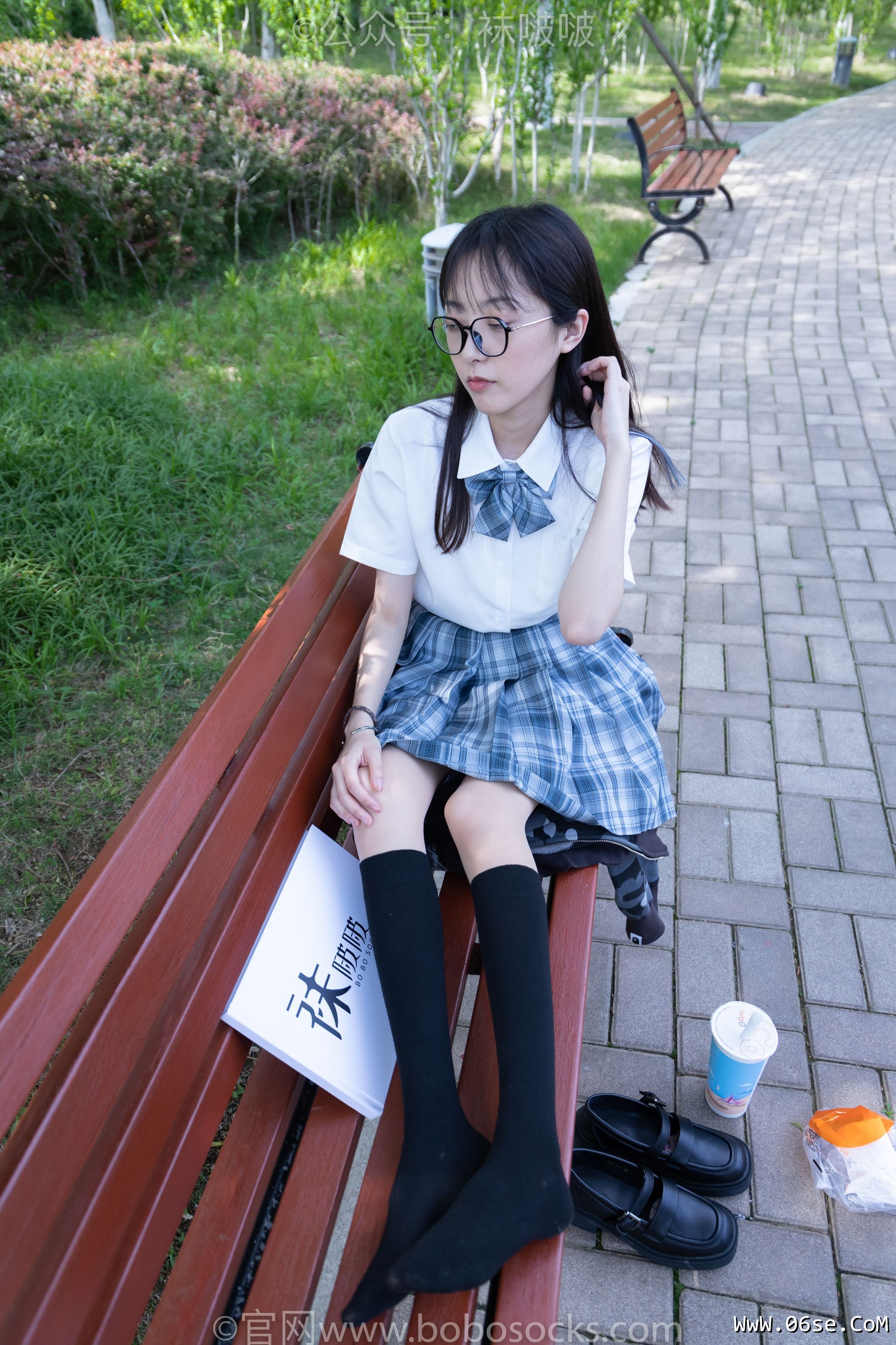 图片[96]-BoBoSocks袜啵啵 No.007 稚予-JK制服、皮鞋、黑色中筒棉袜、肉丝[143P]-六色网