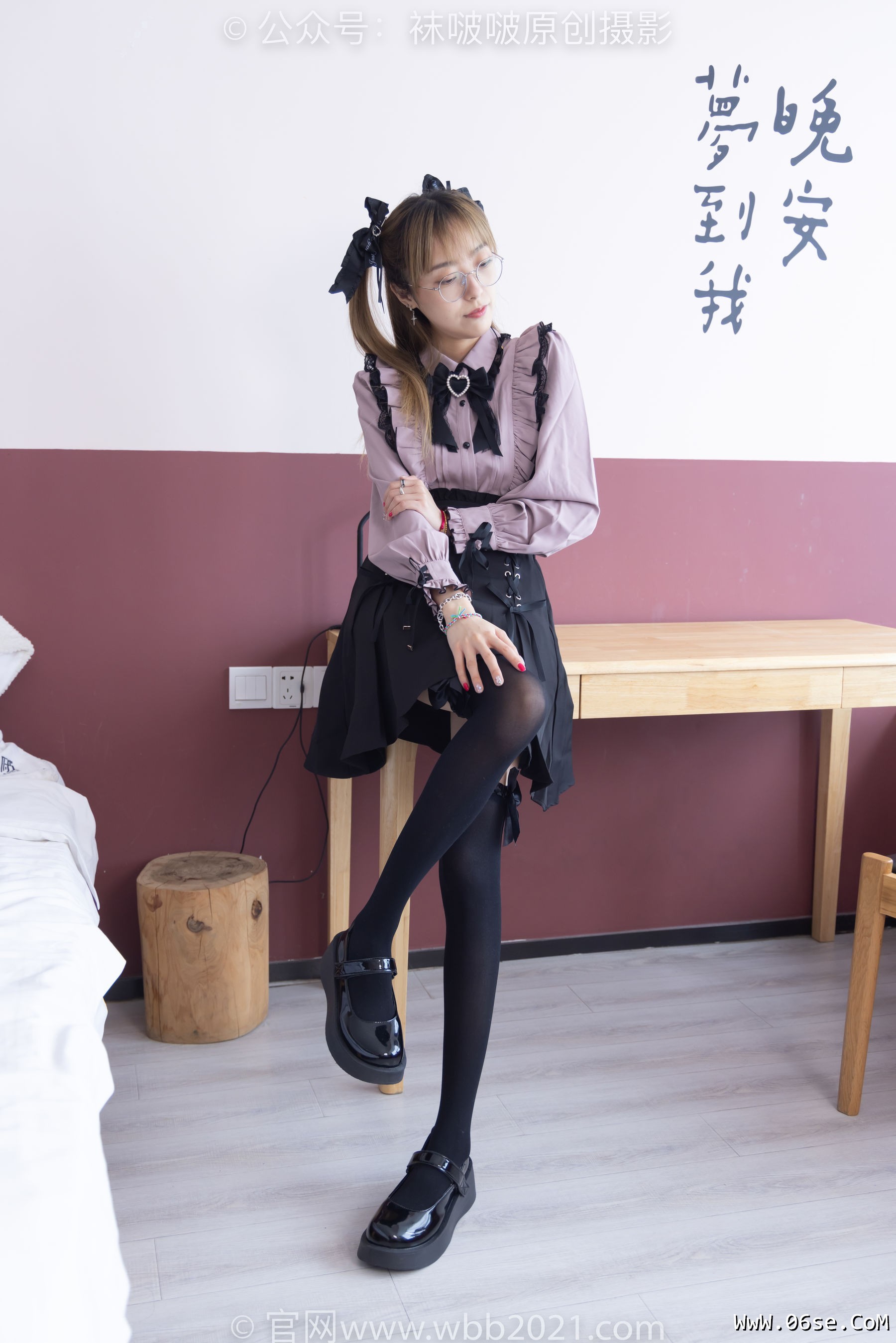 图片[77]-BoBoSocks袜啵啵 No.247 稚予 -皮鞋、黑丝大腿袜、地雷系女友[159P]-六色网