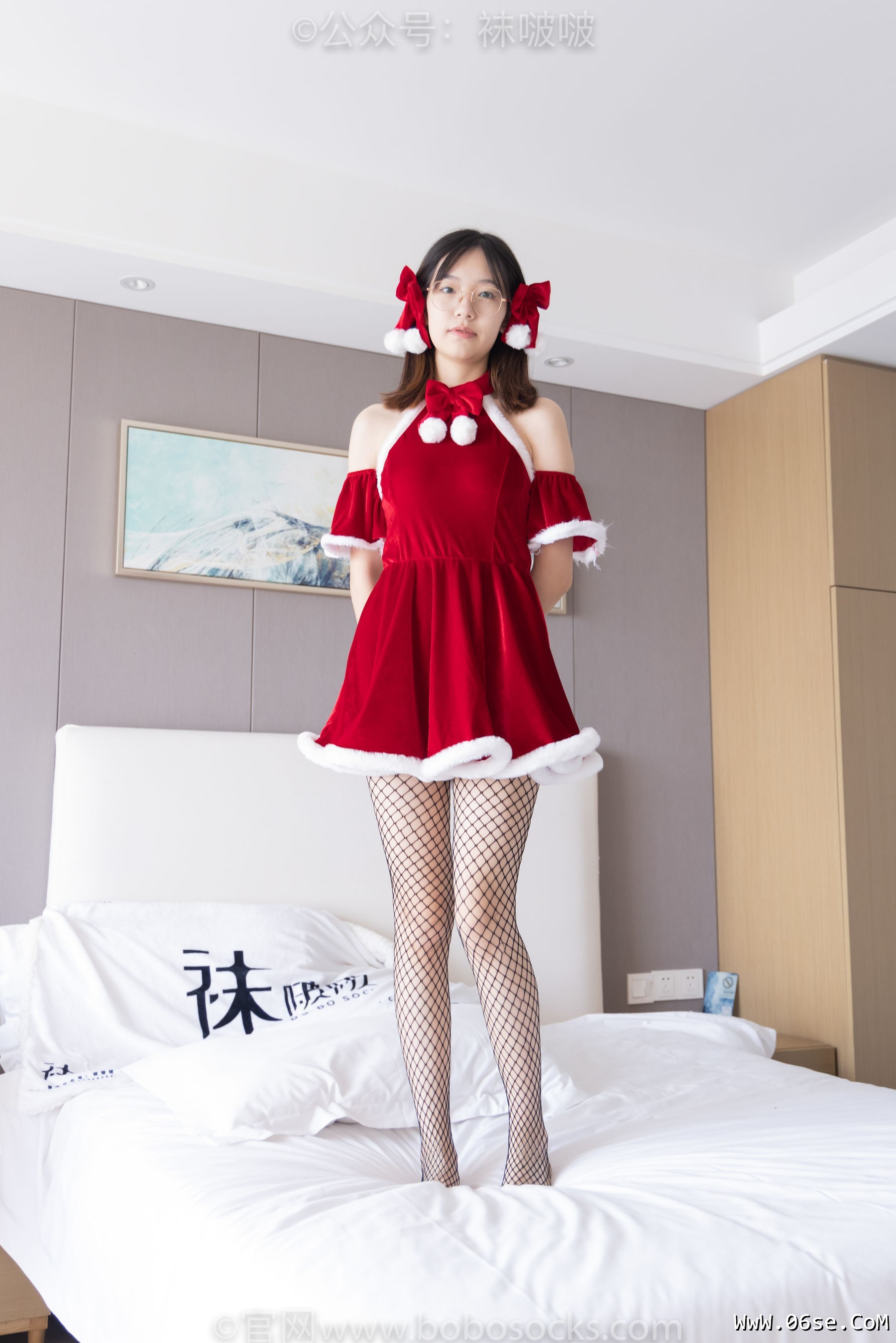 图片[125]-BoBoSocks袜啵啵 No.043 小甜豆-圣诞服、平底鞋、高跟鞋、白色渔网袜[164P]-六色网
