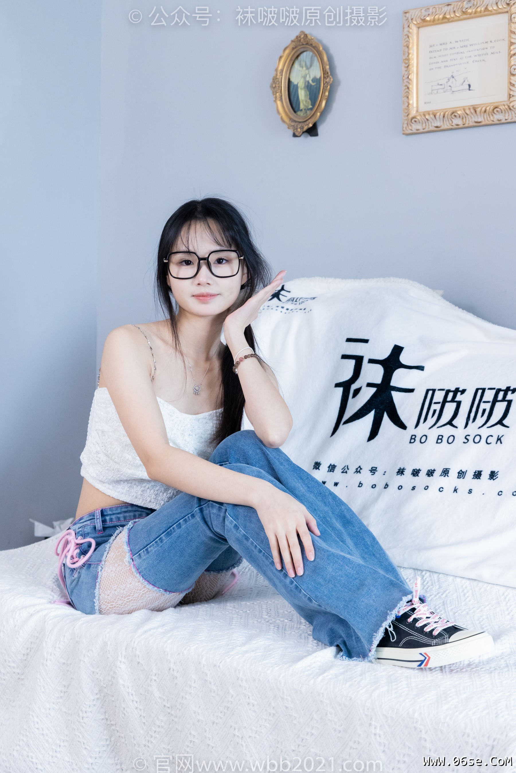 图片[46]-BoBoSocks袜啵啵 No.372 甜甜圈 -板鞋、白色蕾丝袜、可拆卸牛仔裤、裤里丝[140P]-六色网