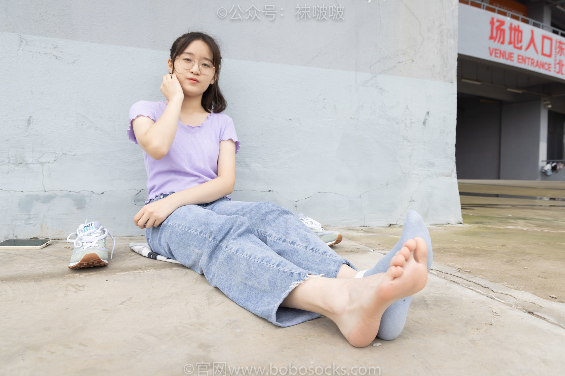 图片[107]-BoBoSocks袜啵啵 No.020 熊熊-NB运动鞋、蓝色短棉袜、裸足[150P]-六色网