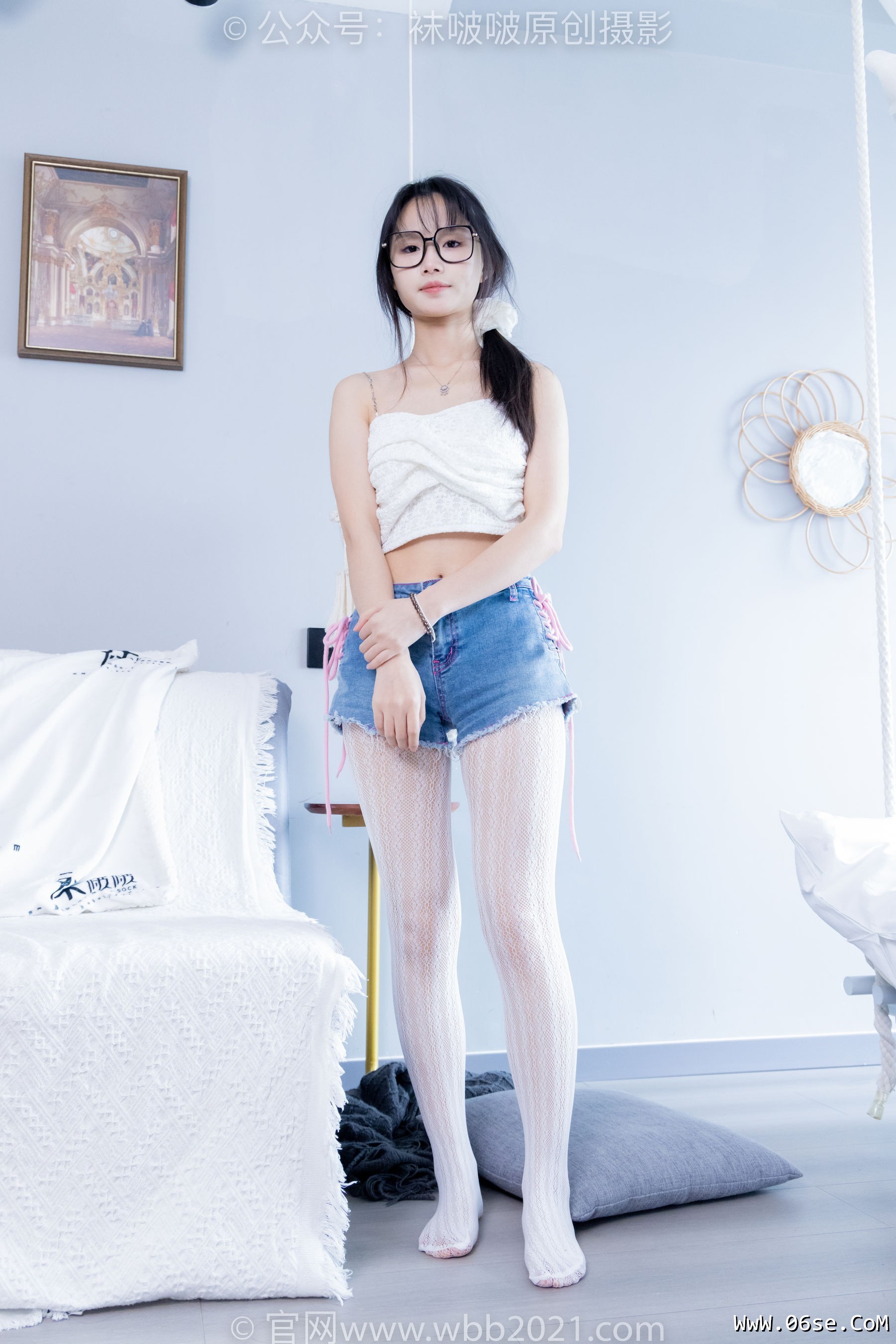 图片[123]-BoBoSocks袜啵啵 No.372 甜甜圈 -板鞋、白色蕾丝袜、可拆卸牛仔裤、裤里丝[140P]-六色网