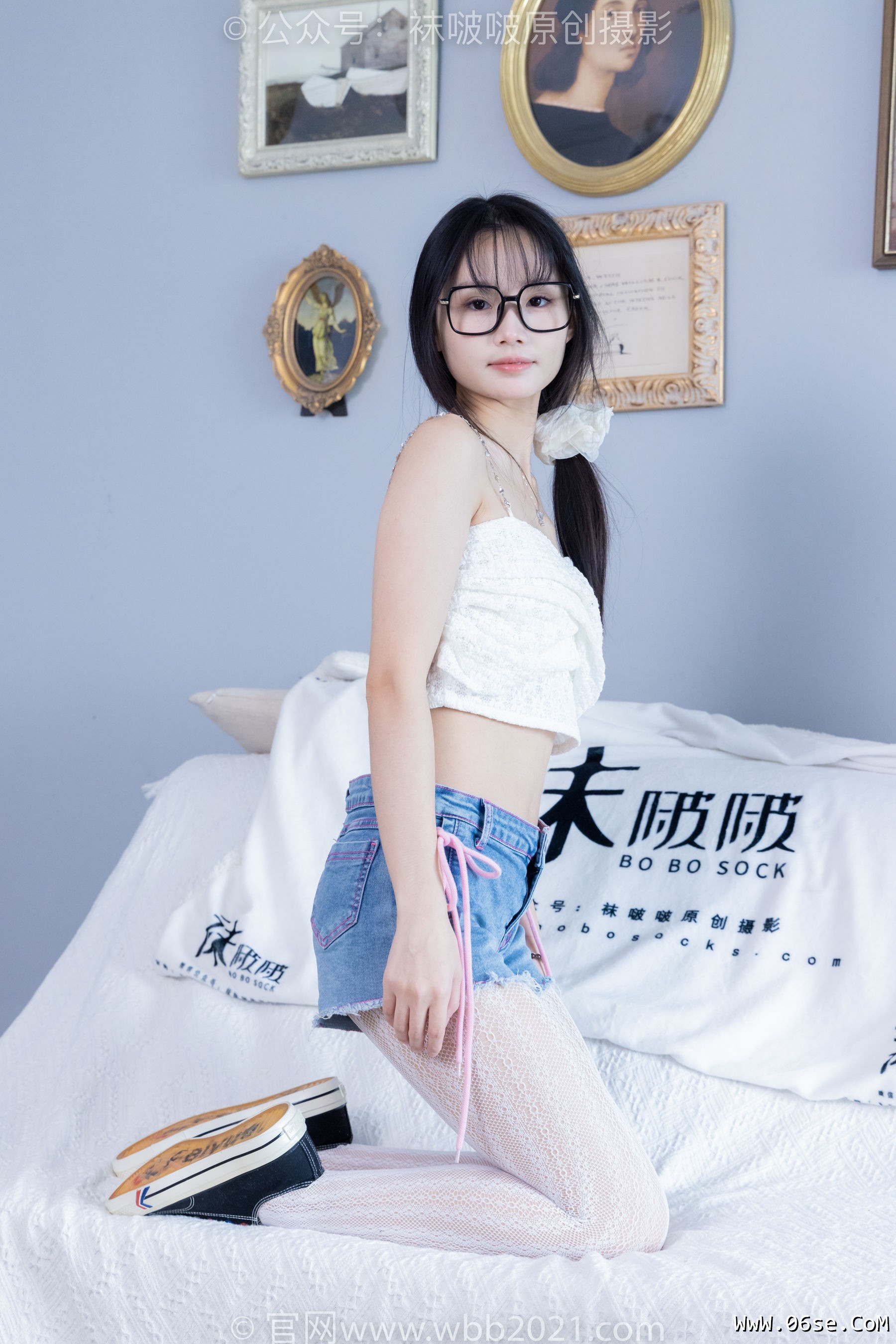 图片[21]-BoBoSocks袜啵啵 No.372 甜甜圈 -板鞋、白色蕾丝袜、可拆卸牛仔裤、裤里丝[140P]-六色网
