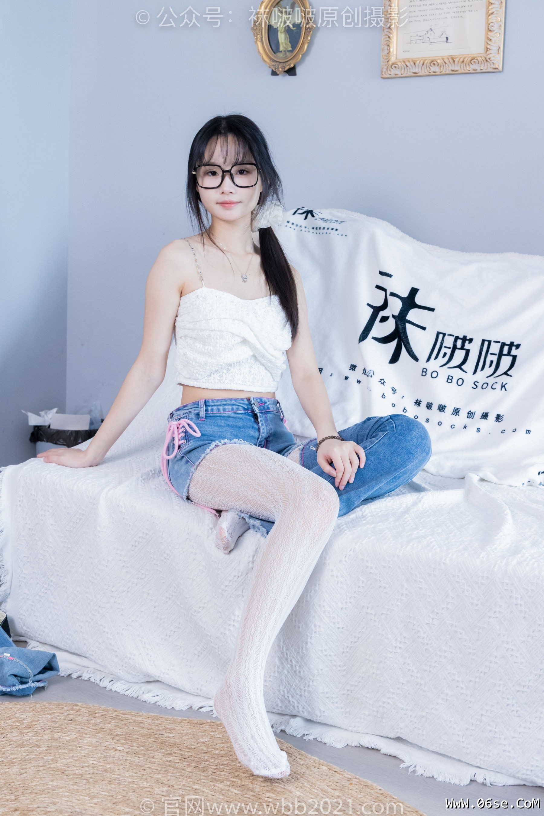 图片[92]-BoBoSocks袜啵啵 No.372 甜甜圈 -板鞋、白色蕾丝袜、可拆卸牛仔裤、裤里丝[140P]-六色网