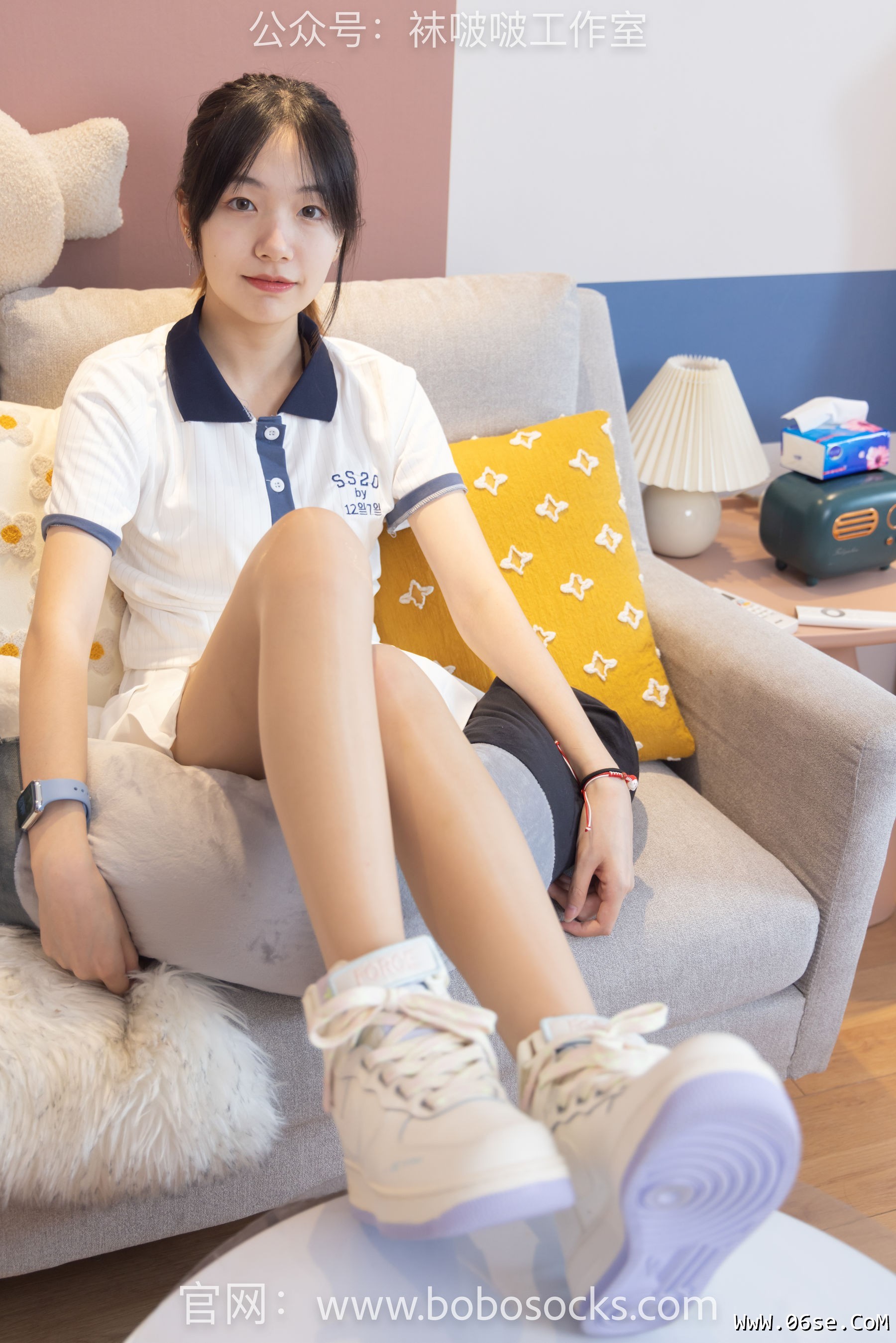 图片[46]-BoBoSocks袜啵啵 No.096 小甜豆-板鞋、白棉袜、油亮肉丝[145P]-六色网