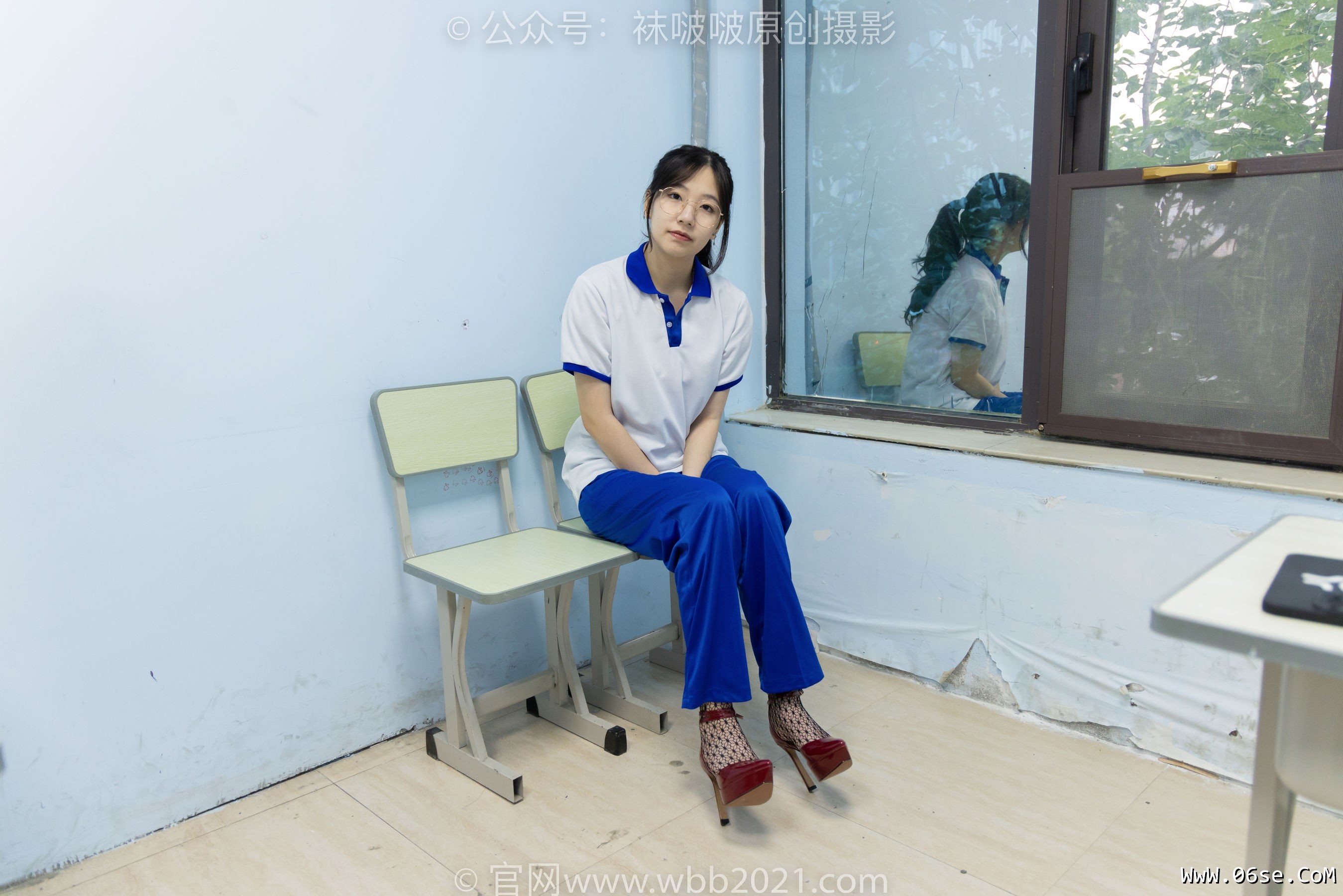 图片[94]-BoBoSocks袜啵啵 No.375 小甜豆 -高跟鞋、黑色蕾丝网袜、校服裤里丝[160P]-六色网