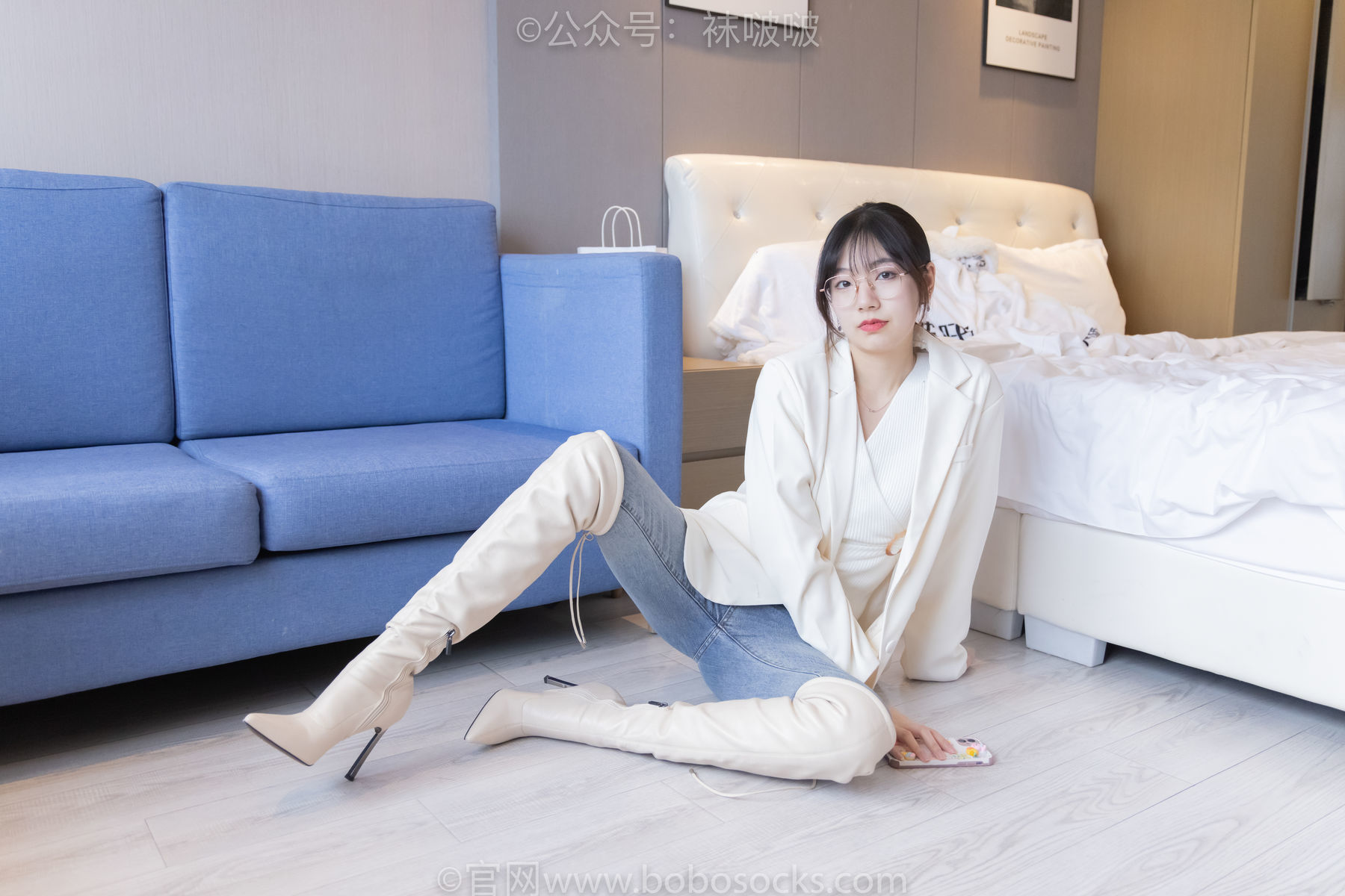 图片[7]-BoBoSocks袜啵啵 No.050 小甜豆-高跟长靴、白棉袜[175P]-六色网
