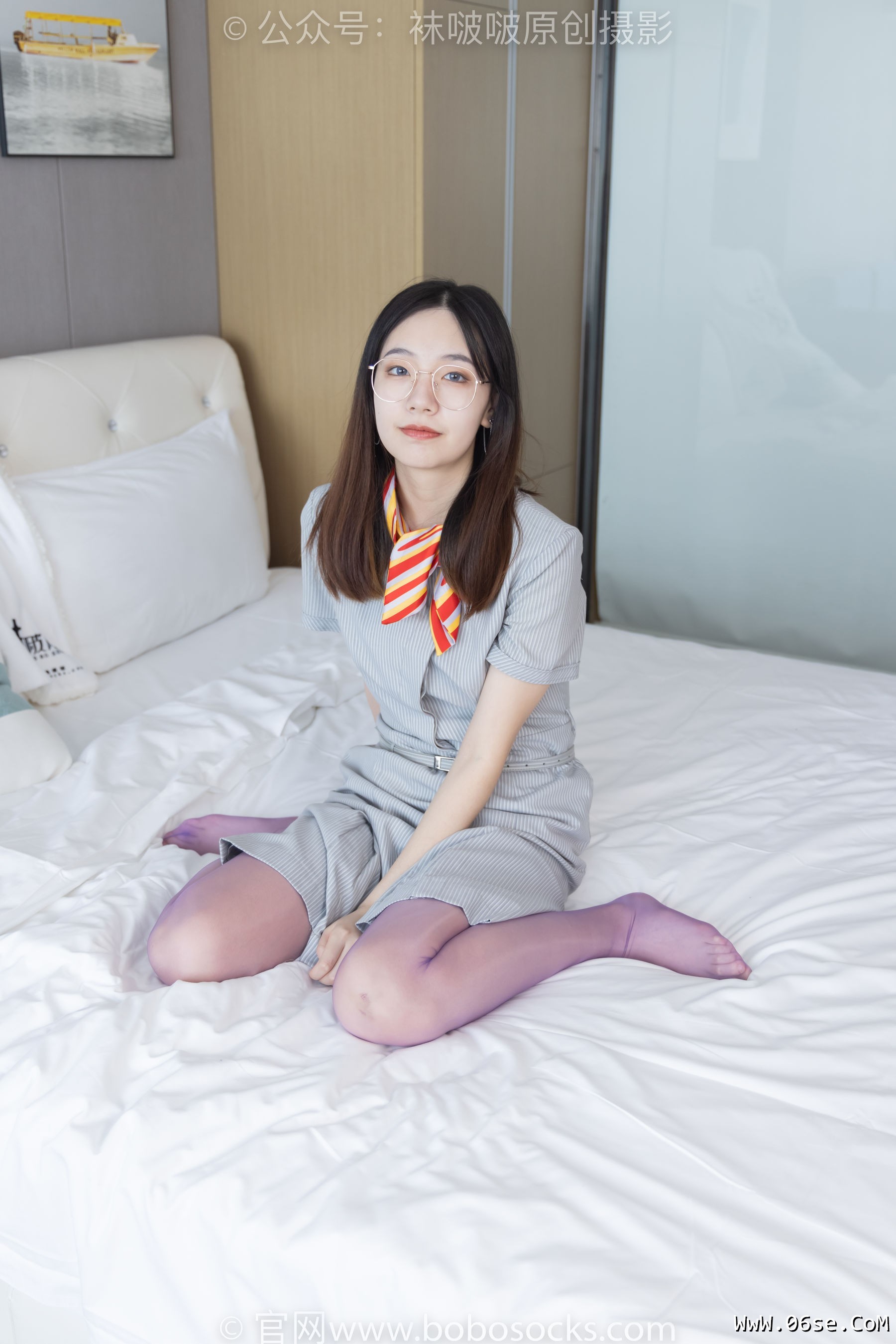 图片[122]-BoBoSocks袜啵啵 No.205 小甜 豆-白色高跟鞋、紫色油亮丝袜[140P]-六色网
