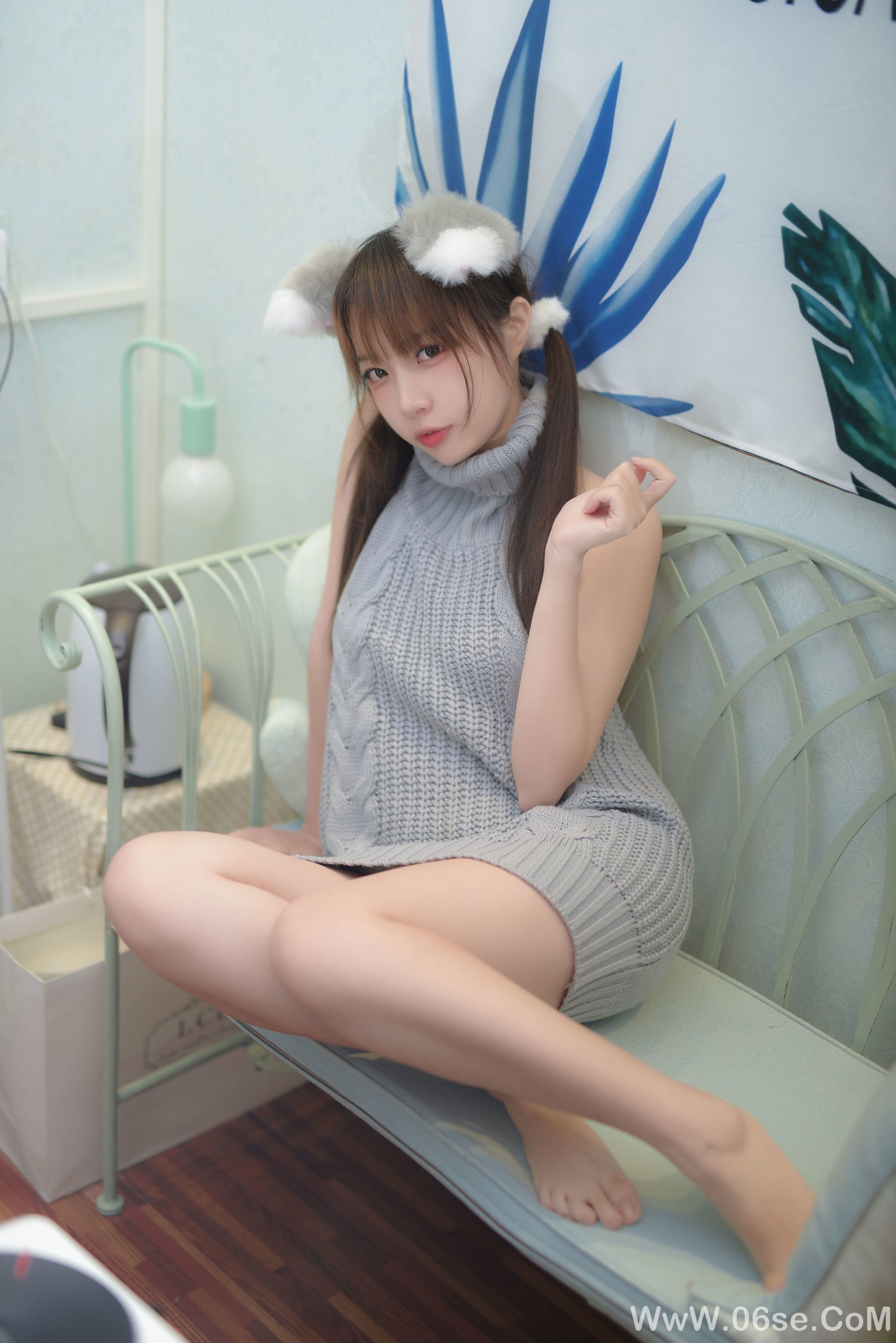 图片[17]-人气Coser二佐Nisa 宠物少女 私房露背毛衣[17P]-六色网