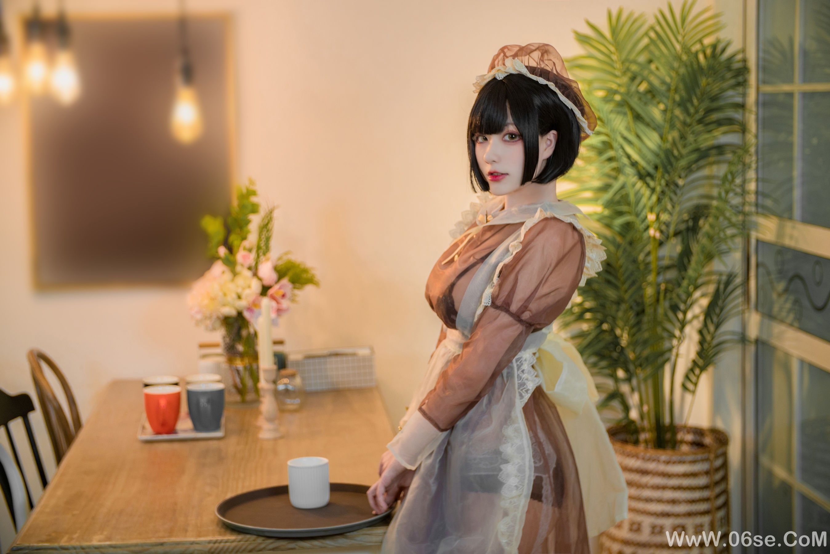 图片[2]-起司块wii写真 棕色透明装女仆[55P]-六色网