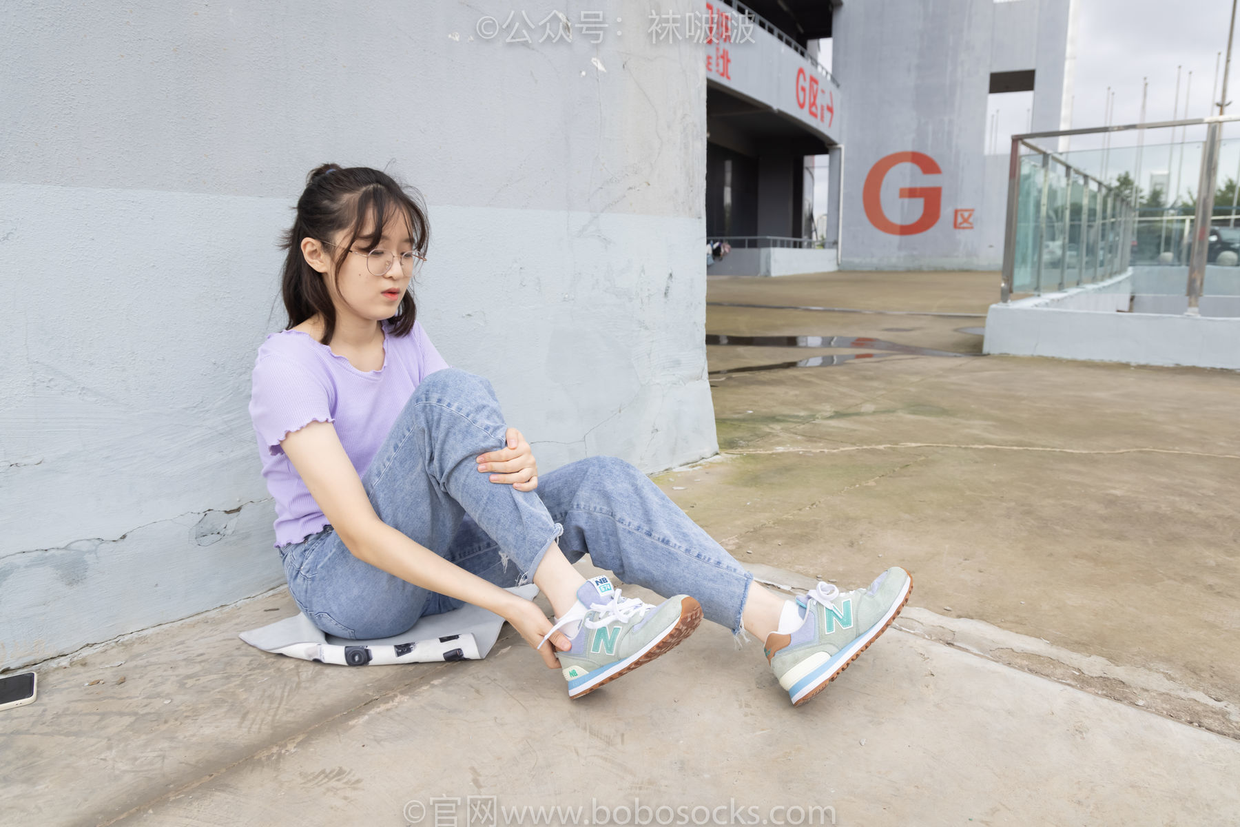 图片[43]-BoBoSocks袜啵啵 No.020 熊熊-NB运动鞋、蓝色短棉袜、裸足[150P]-六色网
