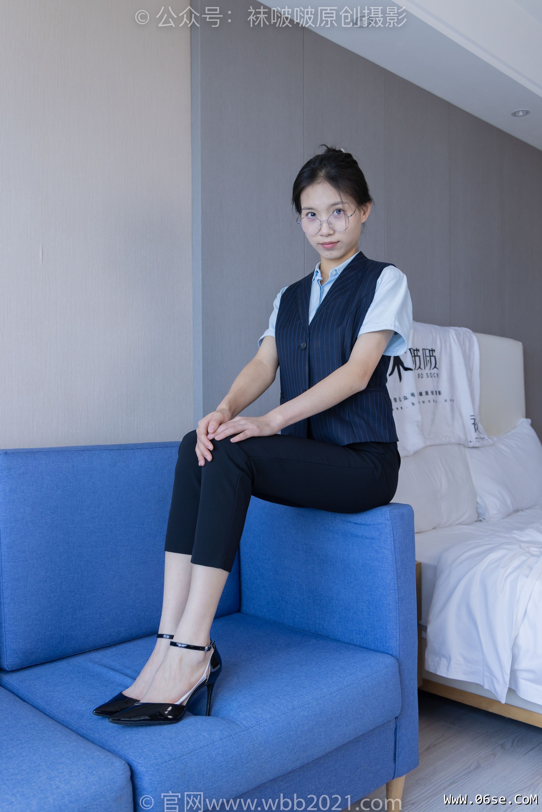 图片[62]-BoBoSocks袜啵啵 No.413 芝士 -高跟鞋、白色吊带船袜、银行制服[145P]-六色网