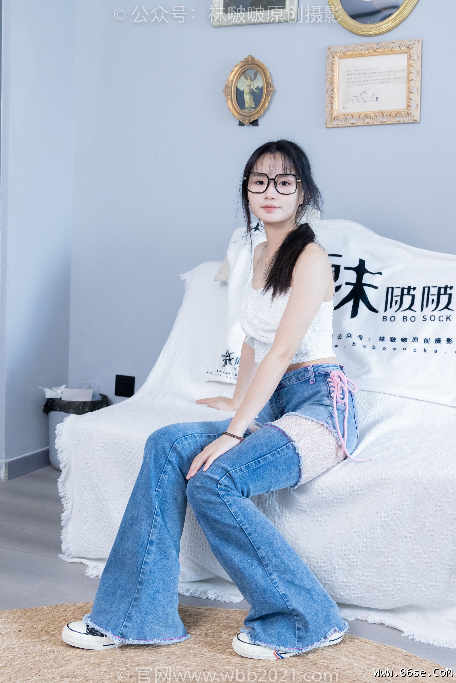 图片[64]-BoBoSocks袜啵啵 No.372 甜甜圈 -板鞋、白色蕾丝袜、可拆卸牛仔裤、裤里丝[140P]-六色网