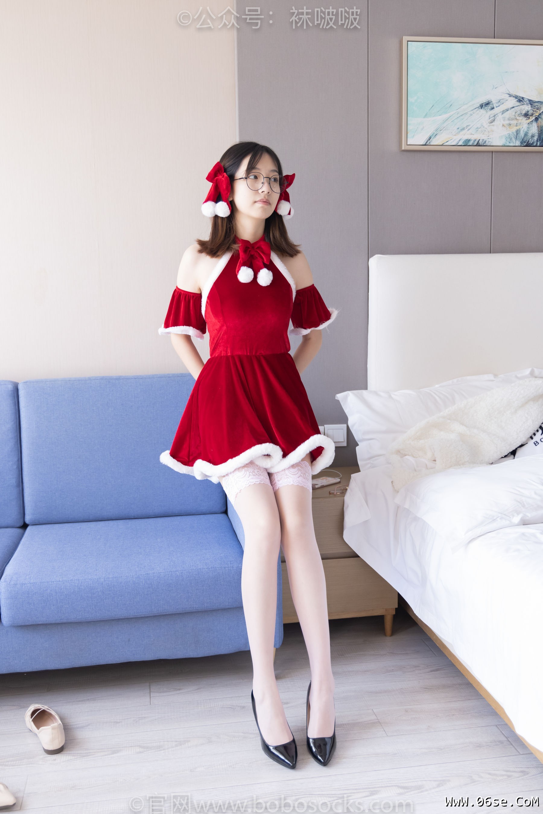 图片[56]-BoBoSocks袜啵啵 No.043 小甜豆-圣诞服、平底鞋、高跟鞋、白色渔网袜[164P]-六色网