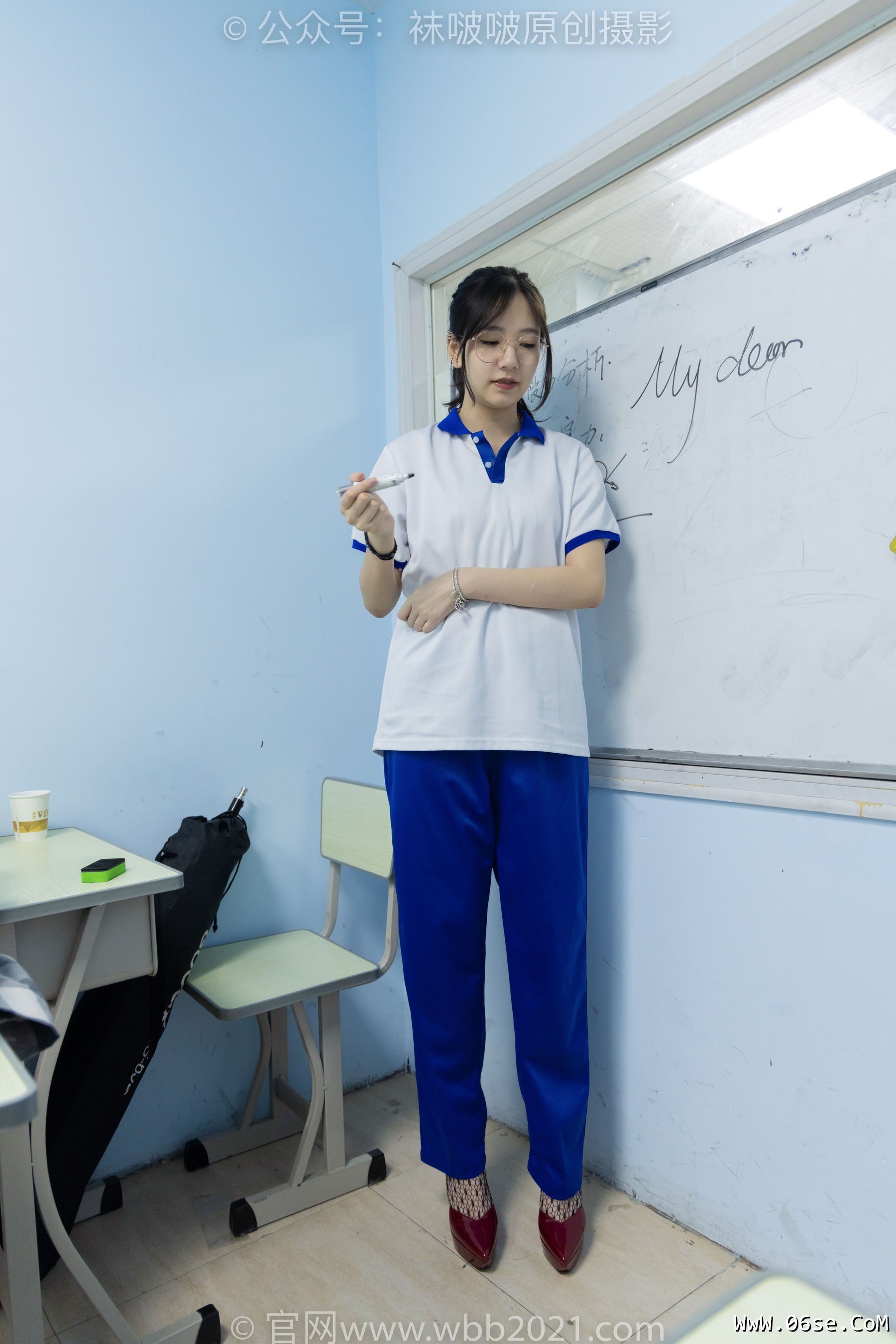 图片[74]-BoBoSocks袜啵啵 No.375 小甜豆 -高跟鞋、黑色蕾丝网袜、校服裤里丝[160P]-六色网