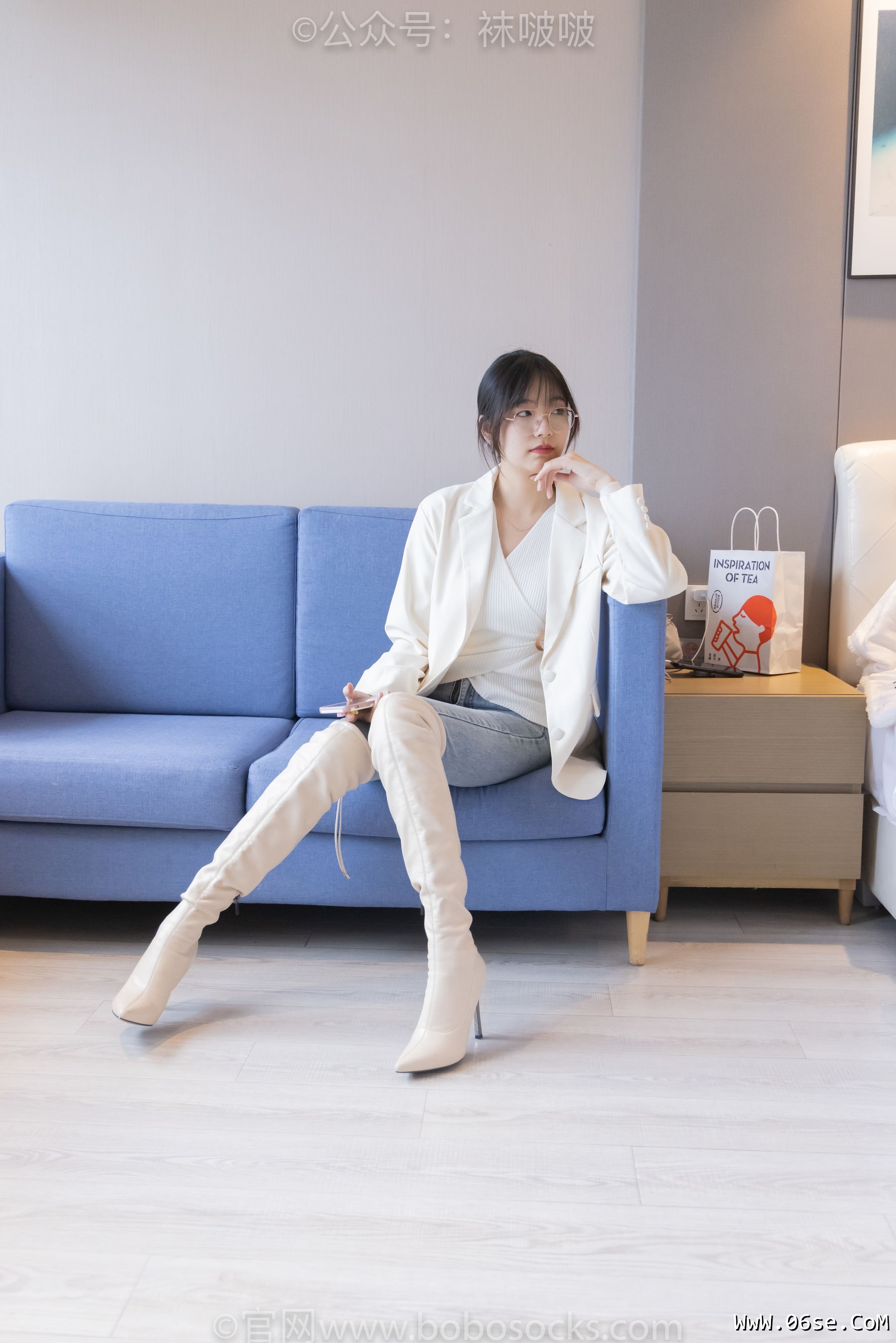 图片[3]-BoBoSocks袜啵啵 No.050 小甜豆-高跟长靴、白棉袜[175P]-六色网