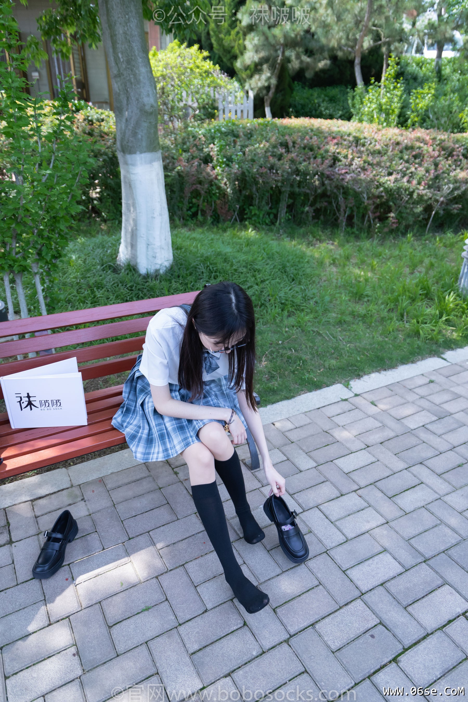 图片[63]-BoBoSocks袜啵啵 No.007 稚予-JK制服、皮鞋、黑色中筒棉袜、肉丝[143P]-六色网