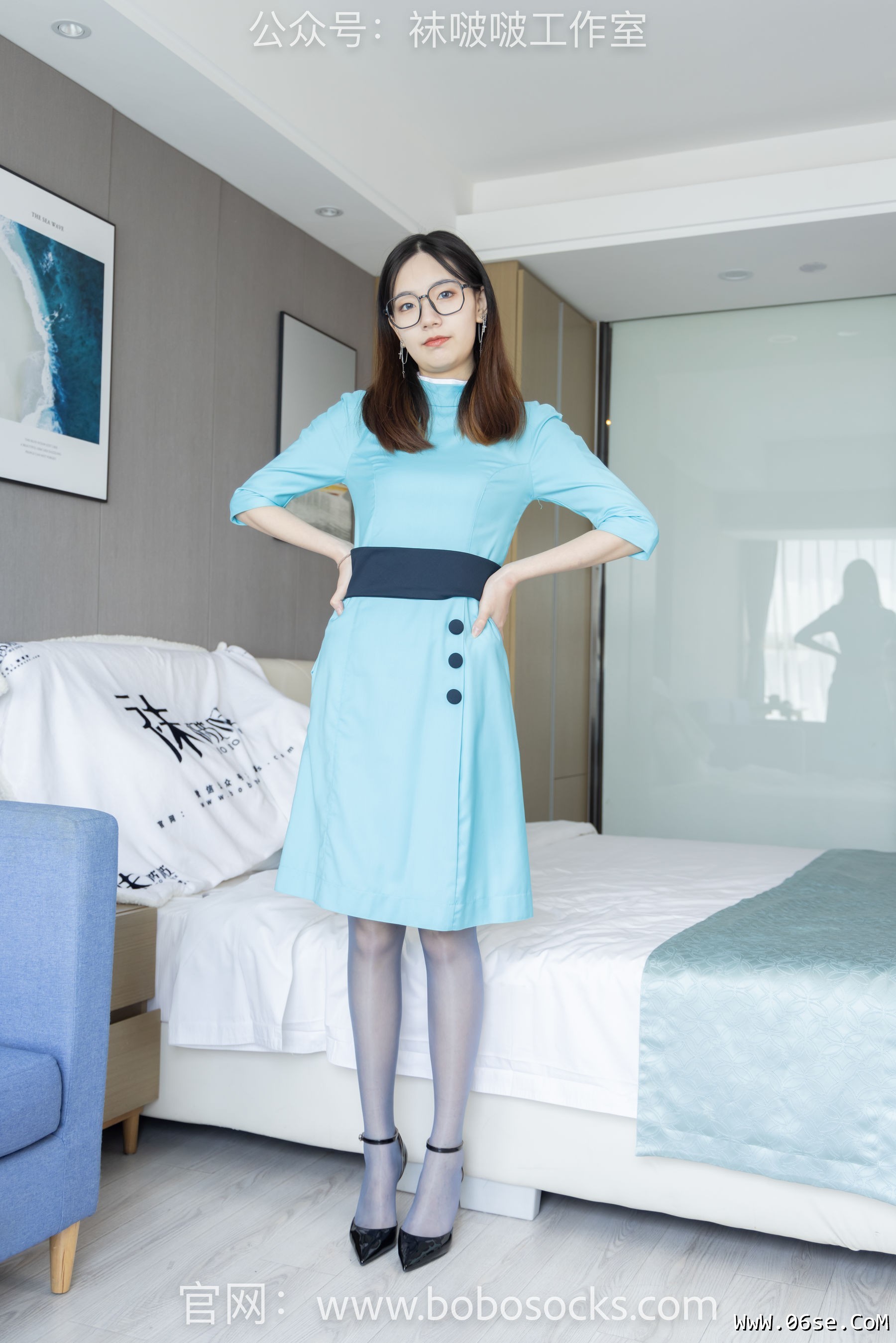 图片[86]-BoBoSocks袜啵啵 No.105 小甜豆-空姐制服、高跟鞋、蓝色丝袜[140P]-六色网