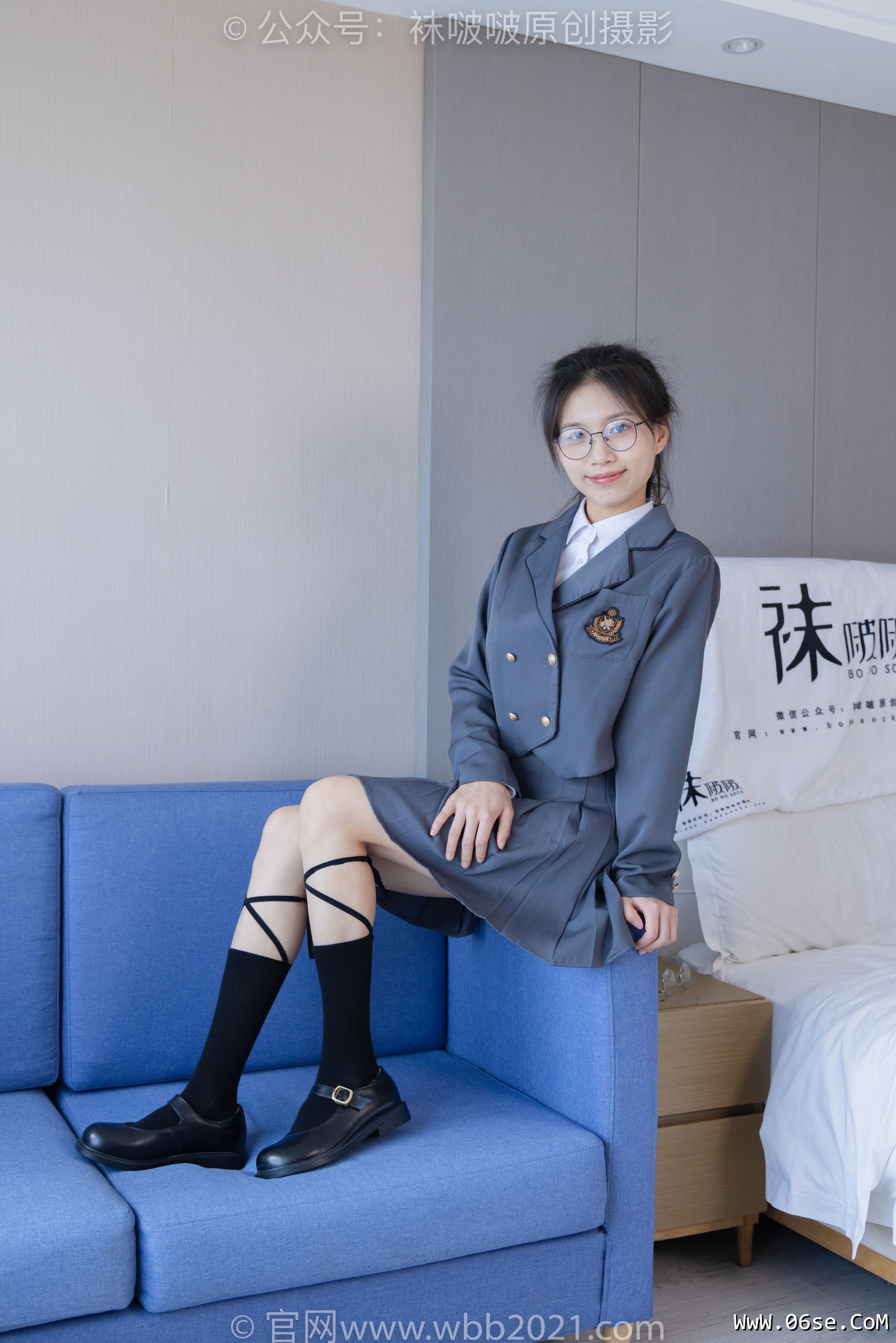 图片[55]-BoBoSocks袜啵啵 No.268 芝士 -黑皮鞋、绑带黑棉袜、学院制服[139P]-六色网