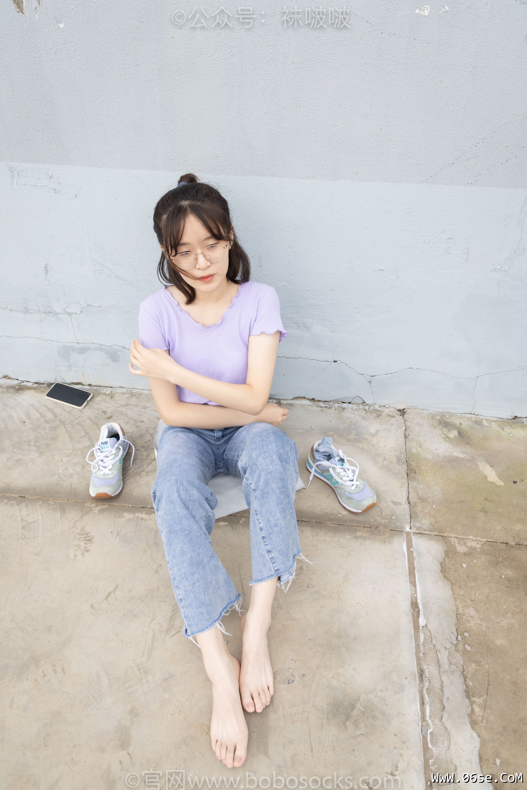 图片[119]-BoBoSocks袜啵啵 No.020 熊熊-NB运动鞋、蓝色短棉袜、裸足[150P]-六色网