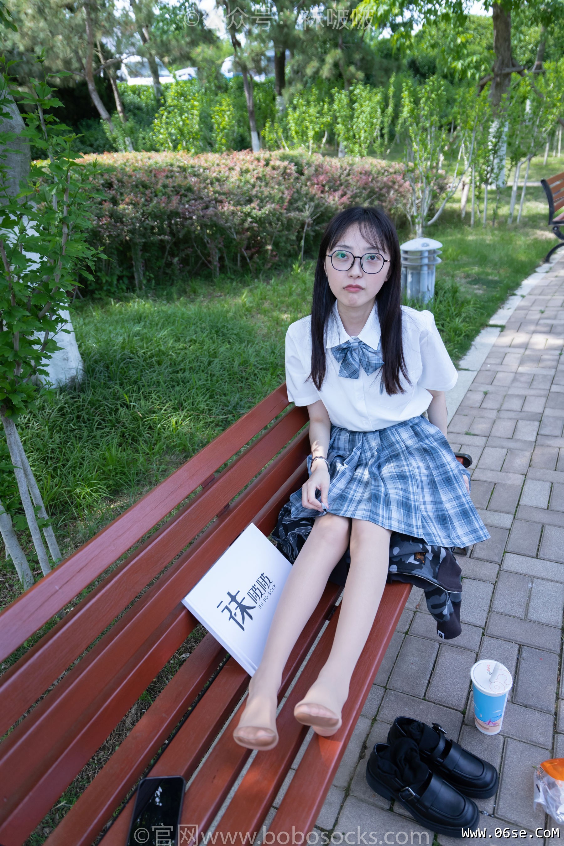 图片[128]-BoBoSocks袜啵啵 No.007 稚予-JK制服、皮鞋、黑色中筒棉袜、肉丝[143P]-六色网