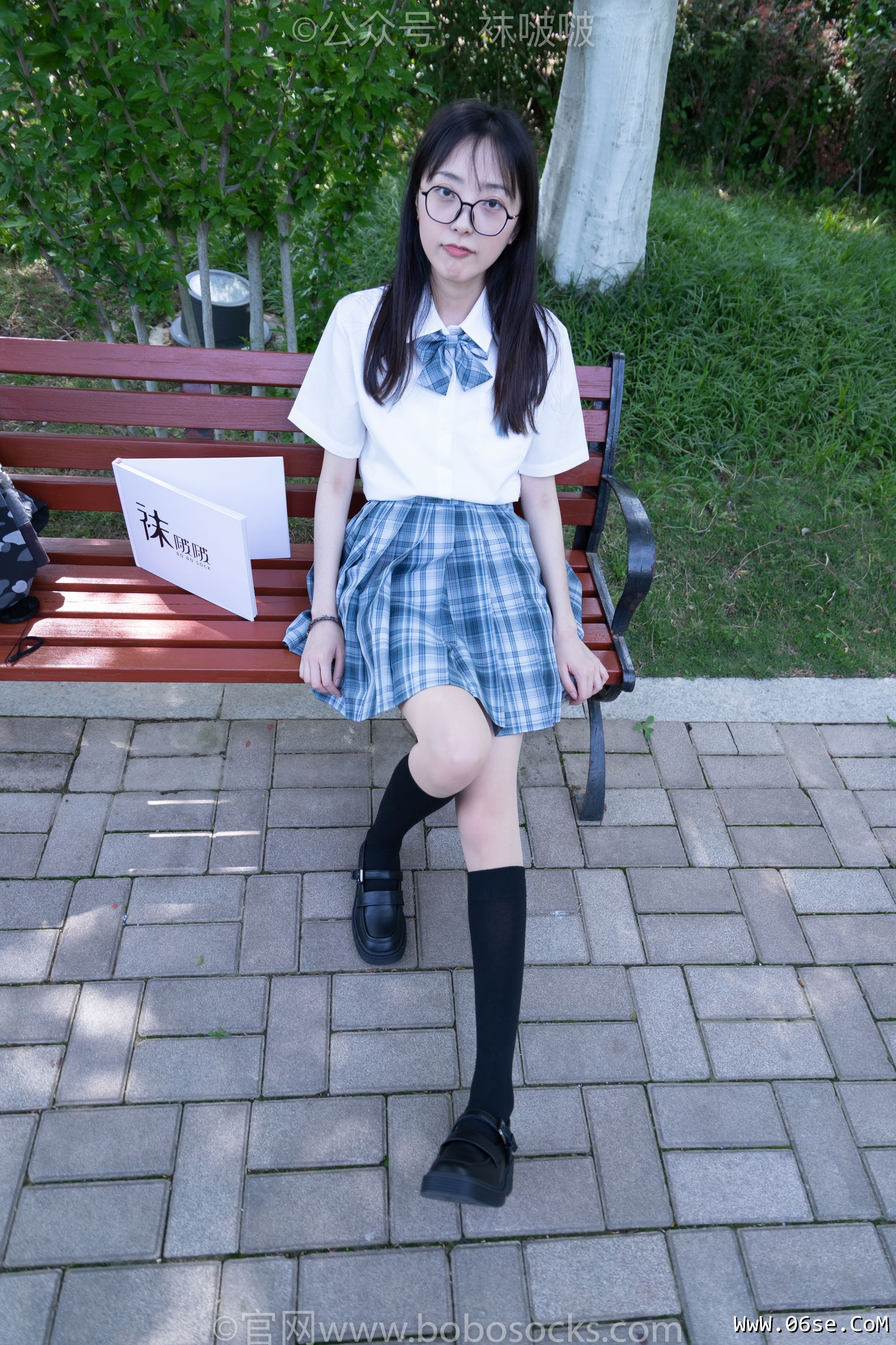 图片[16]-BoBoSocks袜啵啵 No.007 稚予-JK制服、皮鞋、黑色中筒棉袜、肉丝[143P]-六色网