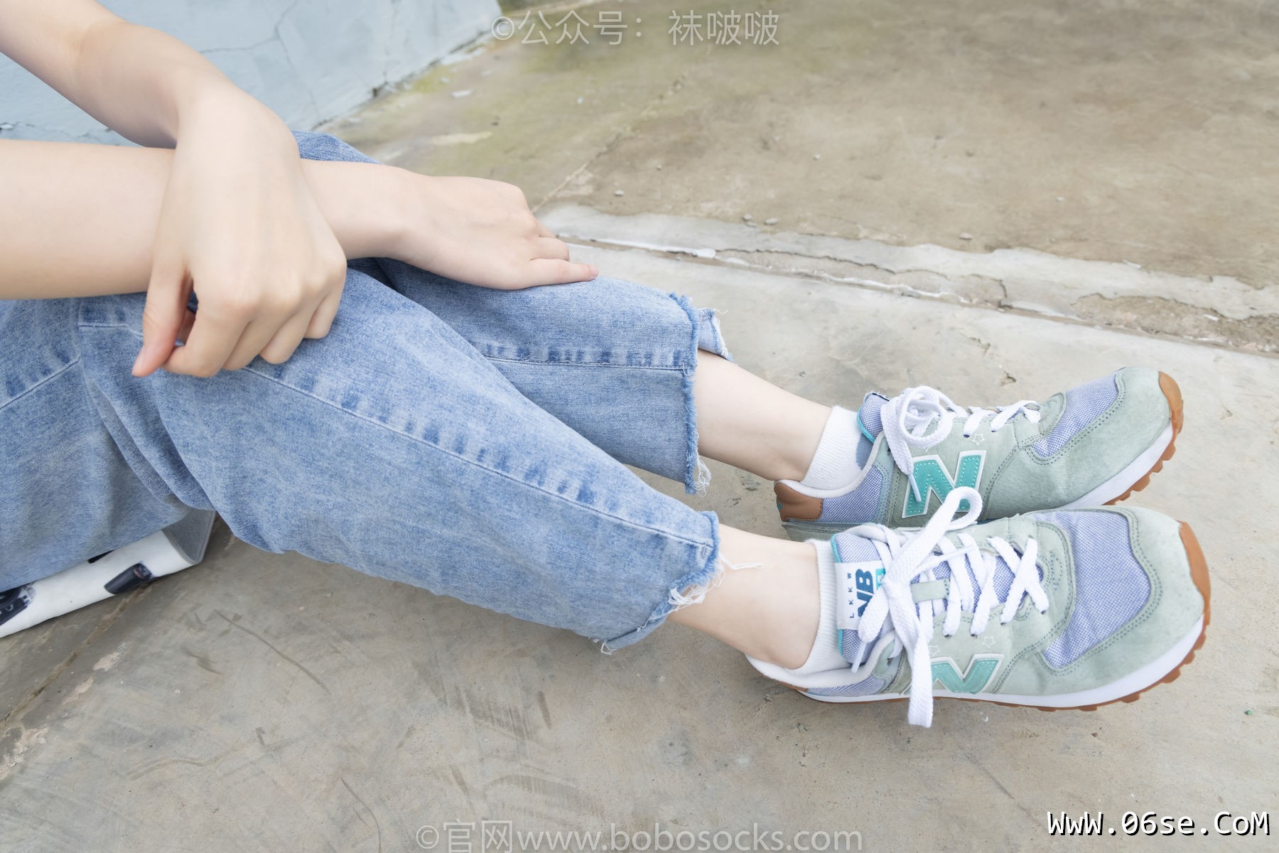 图片[36]-BoBoSocks袜啵啵 No.020 熊熊-NB运动鞋、蓝色短棉袜、裸足[150P]-六色网