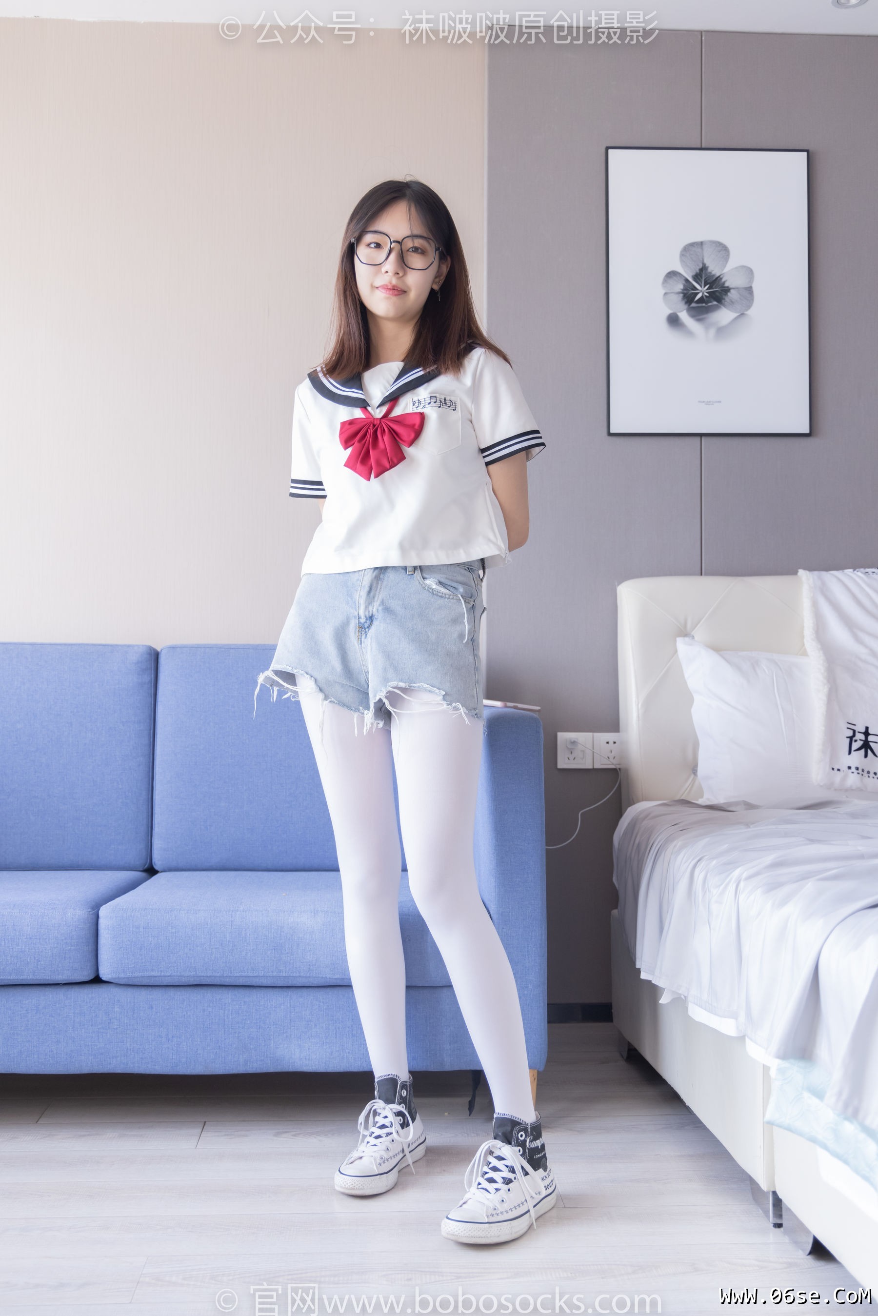 图片[123]-BoBoSocks袜啵啵 No.215 小甜豆-三双帆布鞋板鞋、厚白丝、黑丝[144P]-六色网