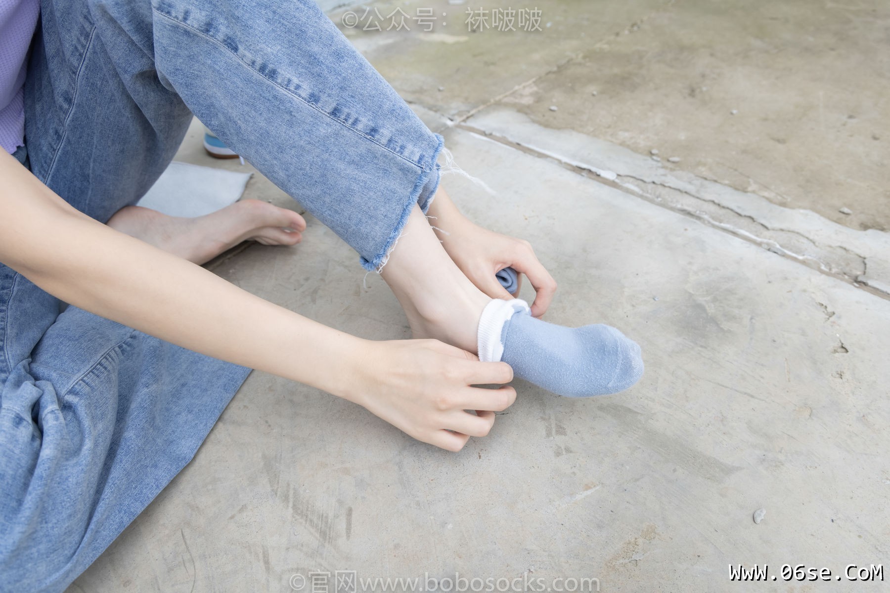 图片[111]-BoBoSocks袜啵啵 No.020 熊熊-NB运动鞋、蓝色短棉袜、裸足[150P]-六色网