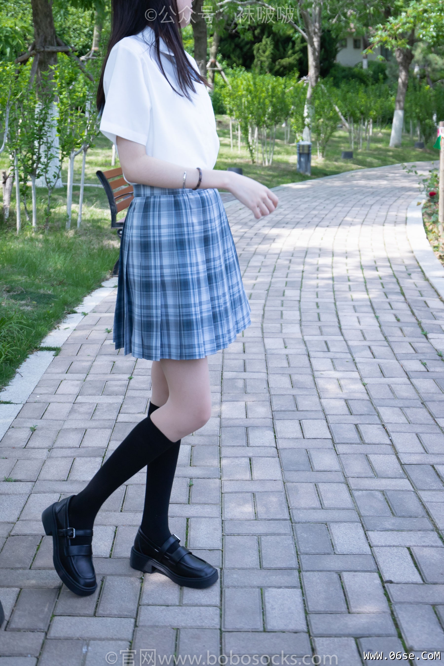 图片[5]-BoBoSocks袜啵啵 No.007 稚予-JK制服、皮鞋、黑色中筒棉袜、肉丝[143P]-六色网