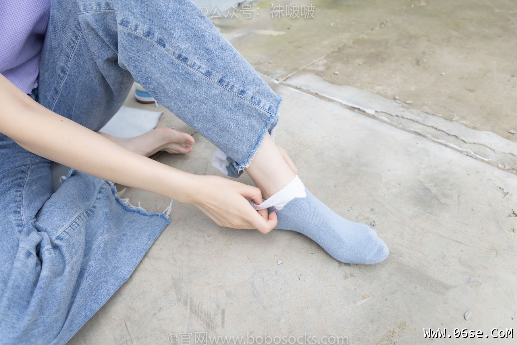图片[109]-BoBoSocks袜啵啵 No.020 熊熊-NB运动鞋、蓝色短棉袜、裸足[150P]-六色网