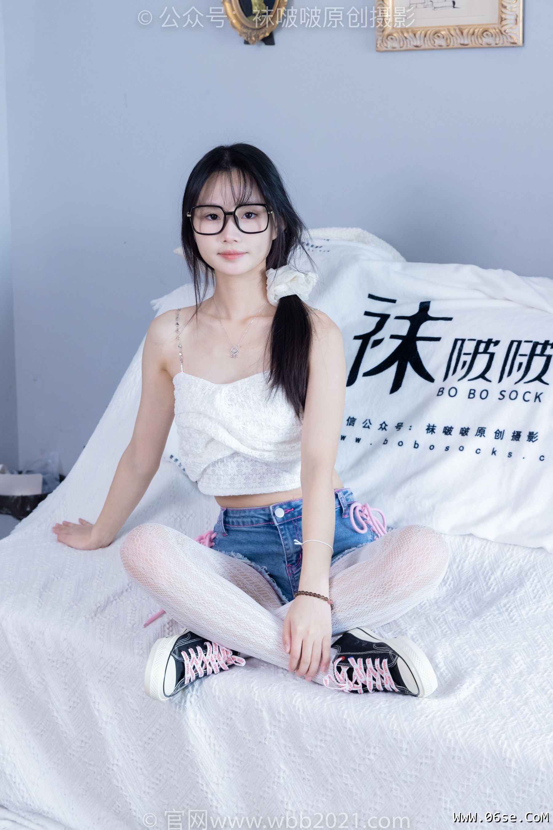 图片[40]-BoBoSocks袜啵啵 No.372 甜甜圈 -板鞋、白色蕾丝袜、可拆卸牛仔裤、裤里丝[140P]-六色网