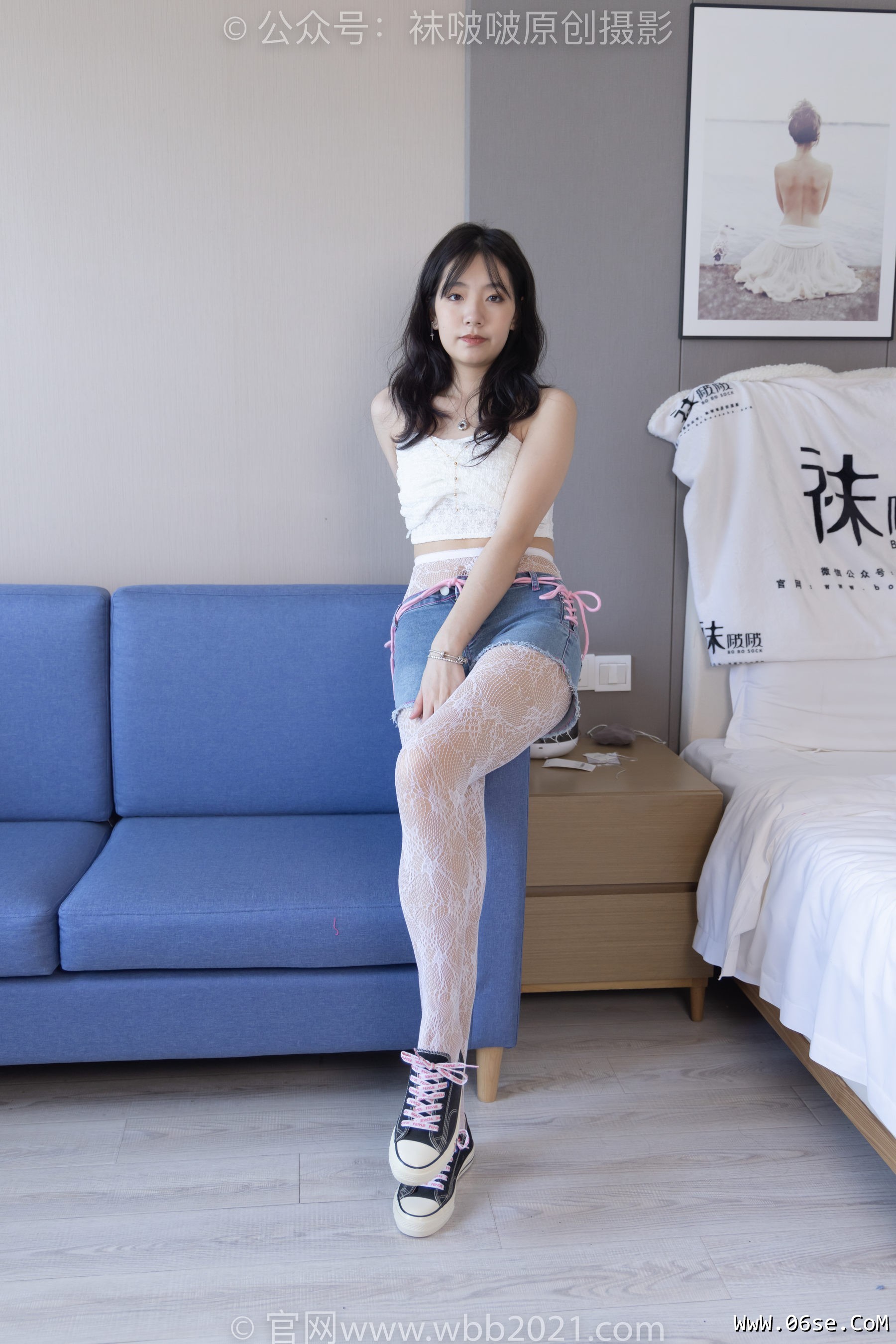 图片[3]-BoBoSocks袜啵啵 No.231 小甜豆-板鞋、白色蕾丝袜、可拆卸牛仔裤、裤里丝[154P]-六色网