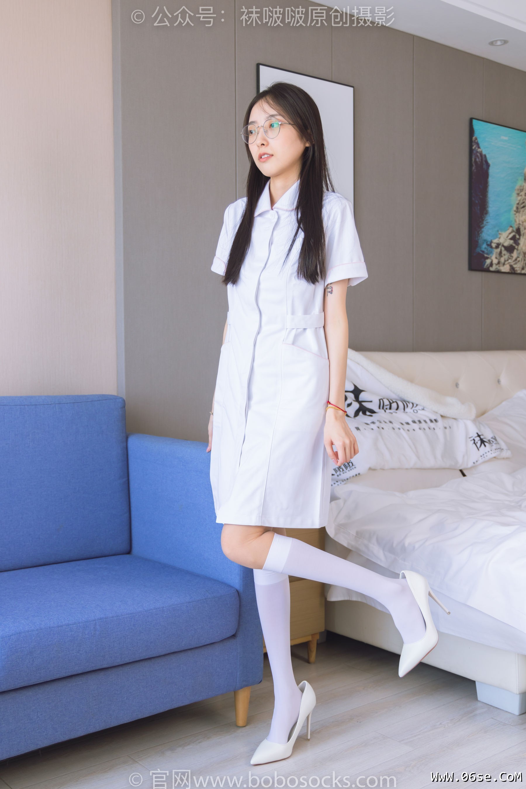 图片[96]-BoBoSocks袜啵啵 No.196 稚予-高跟鞋、白丝小腿袜、肉丝、护士装[139P]-六色网